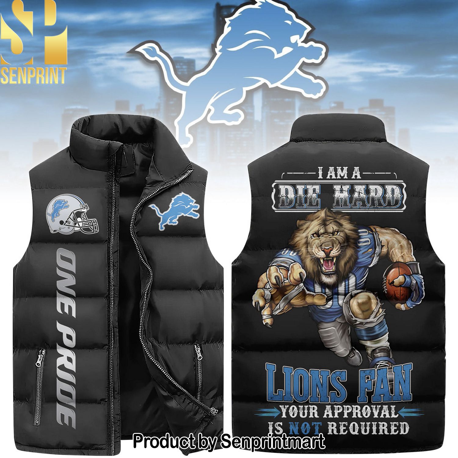 National Football League Detroit Lions Hot Outfit Sleeveless Jacket