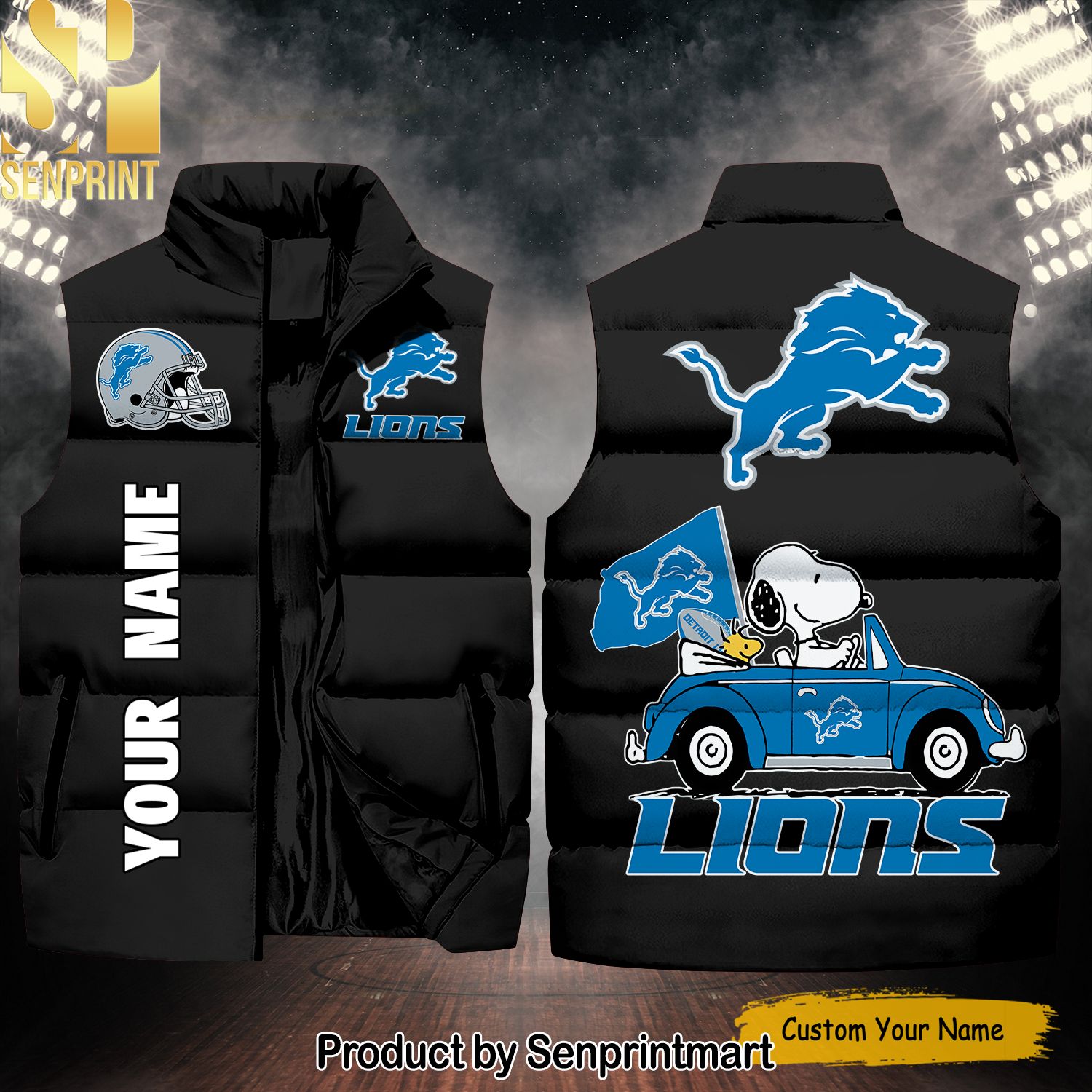 National Football League Detroit Lions Peanuts Snoopy High Fashion Sleeveless Jacket