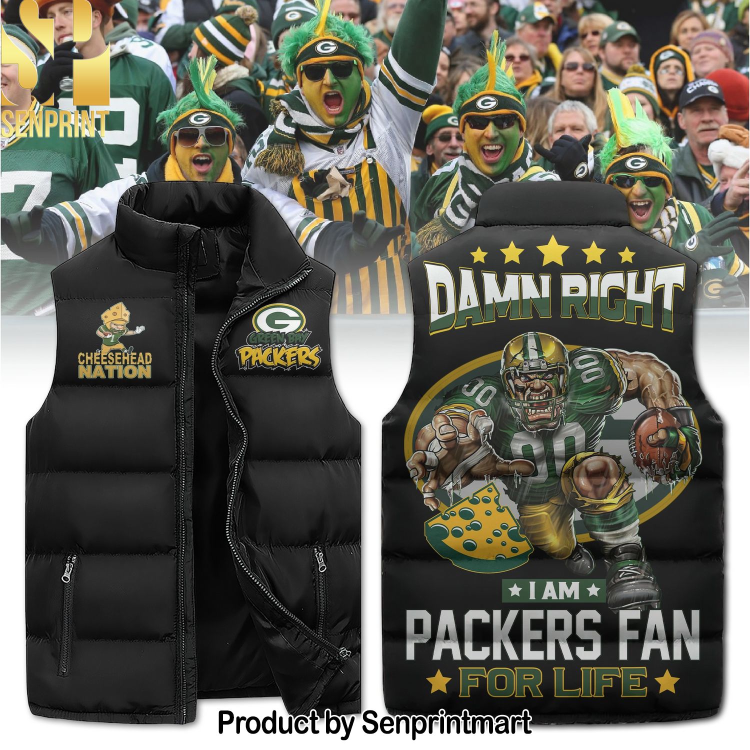 National Football League Green Bay Packers New Fashion Sleeveless Jacket