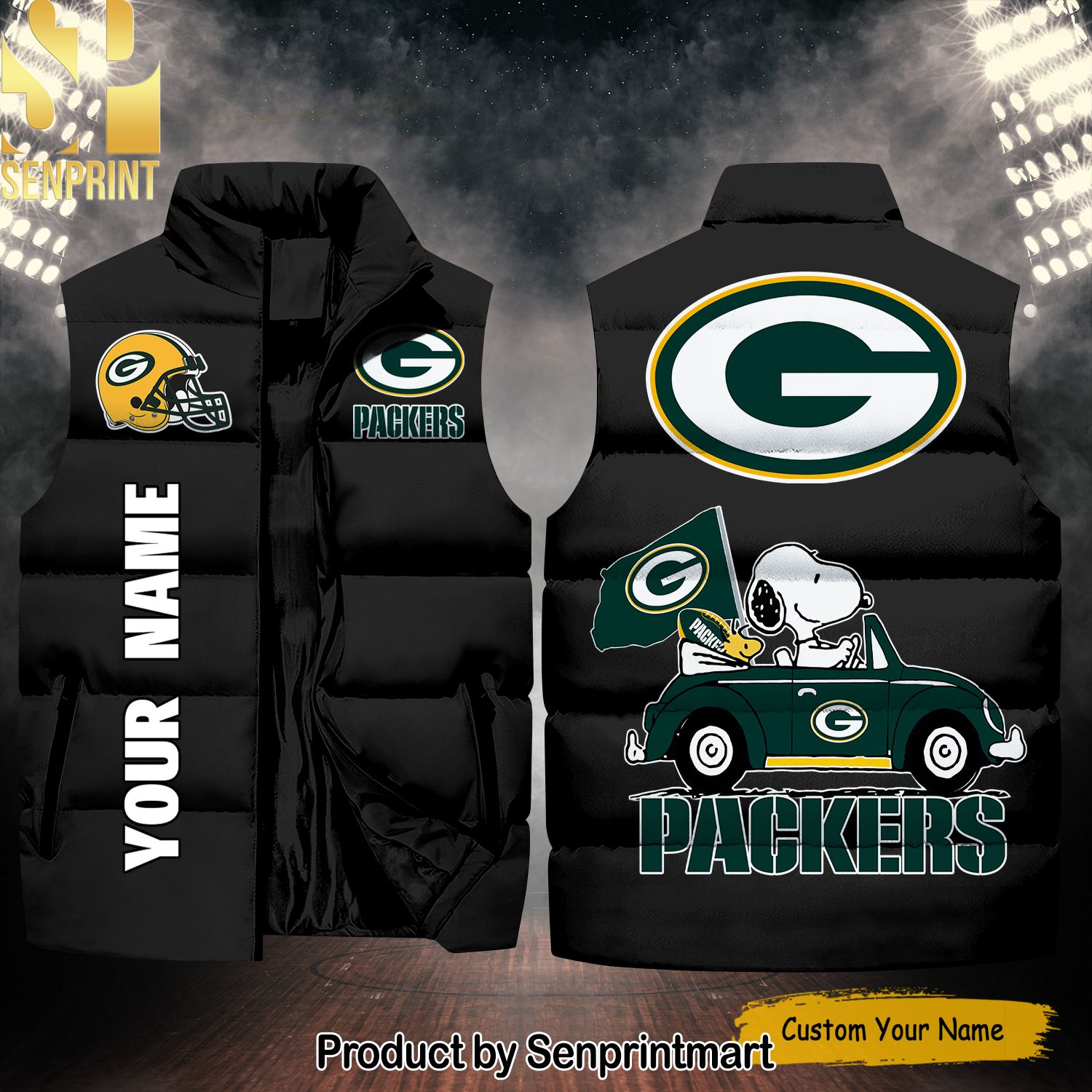 National Football League Green Bay Packers Peanuts Snoopy For Fans Sleeveless Jacket
