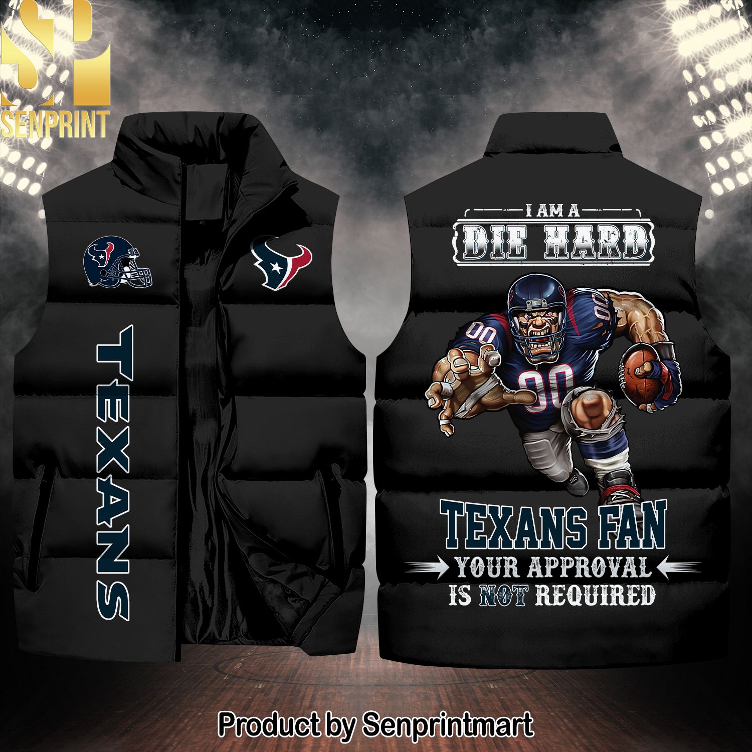 National Football League Houston Texans Die Hard Fan New Outfit Sleeveless Jacket