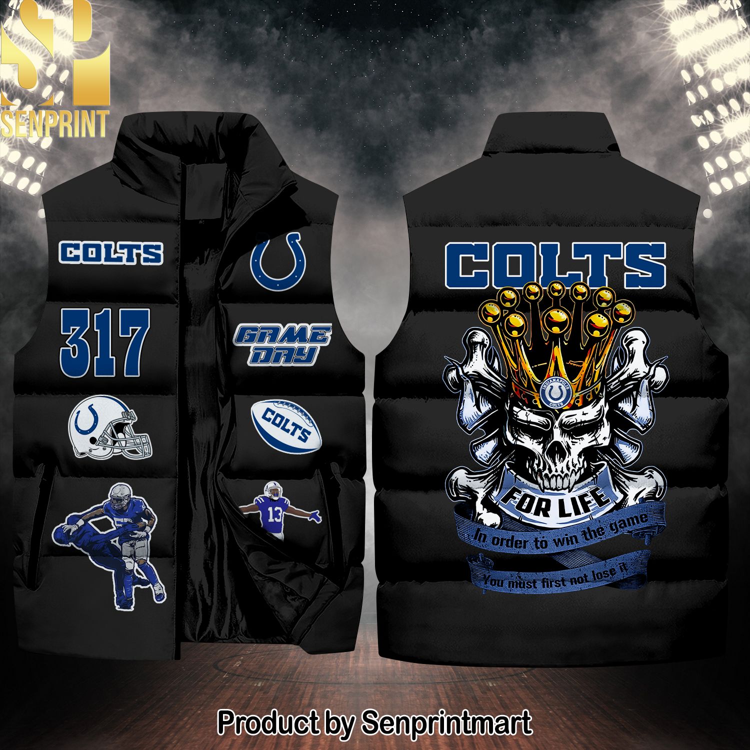 National Football League Indianapolis Colts Skull High Fashion Sleeveless Jacket