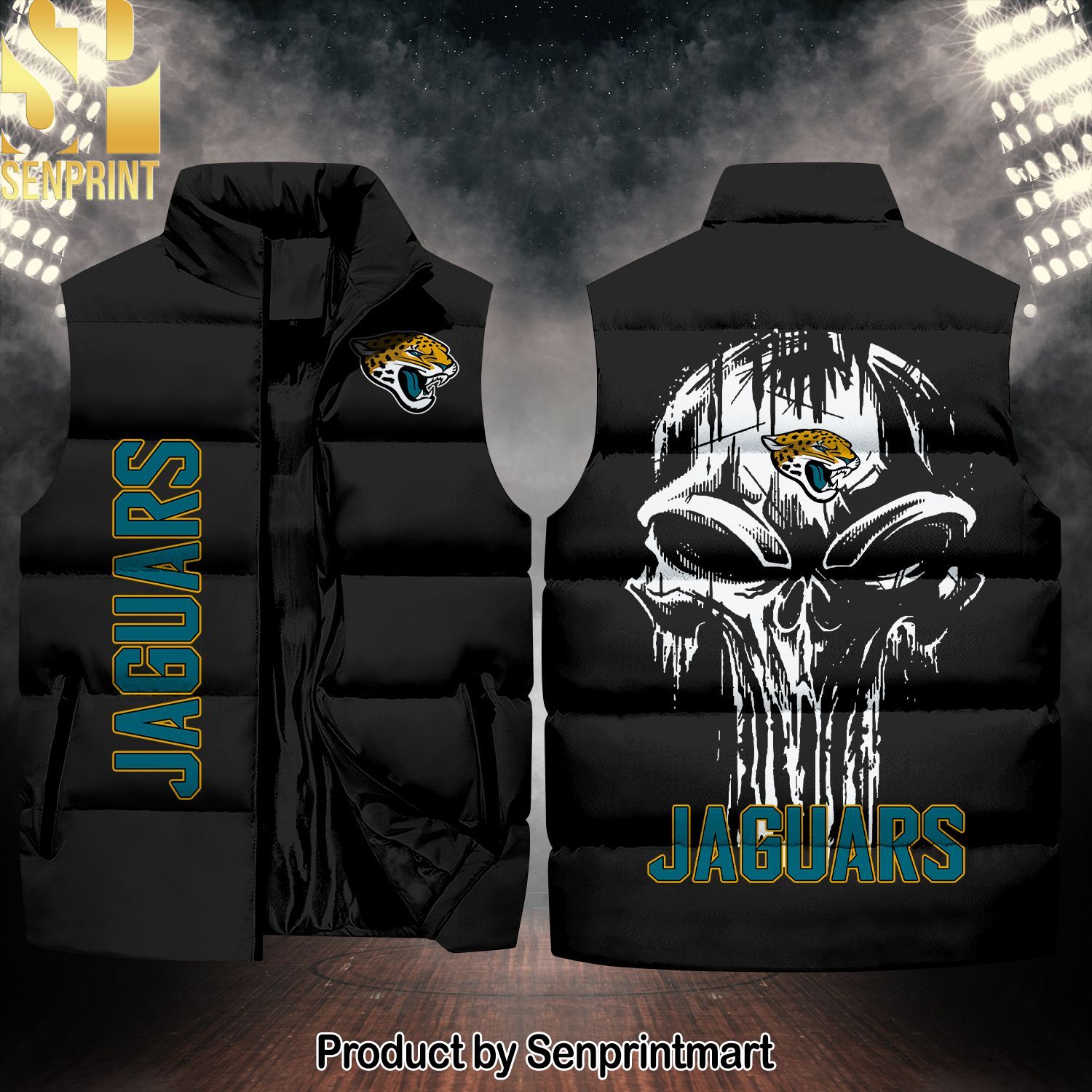 National Football League Jacksonville Jaguars Skull Hot Outfit Sleeveless Jacket