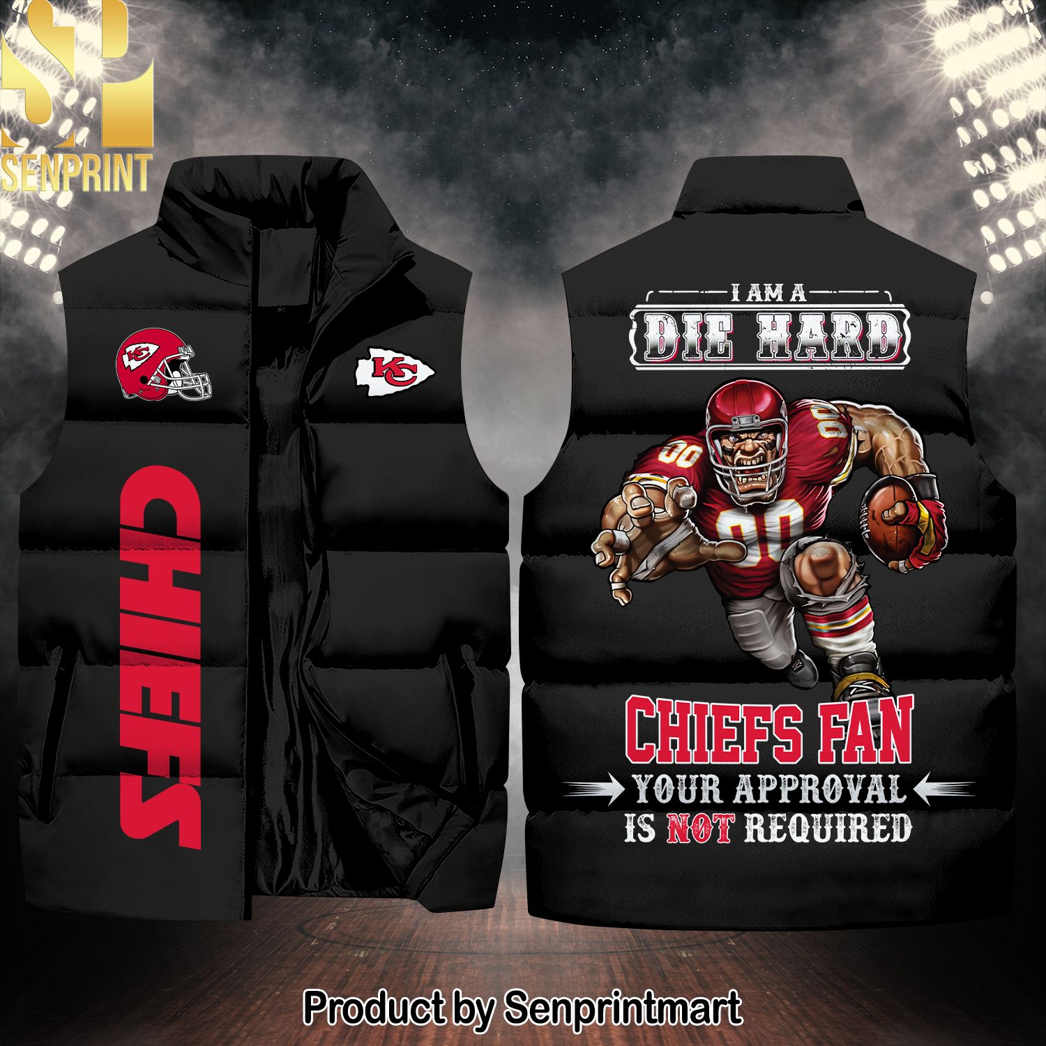 National Football League Kansas City Chiefs Die Hard Fan New Version Sleeveless Jacket