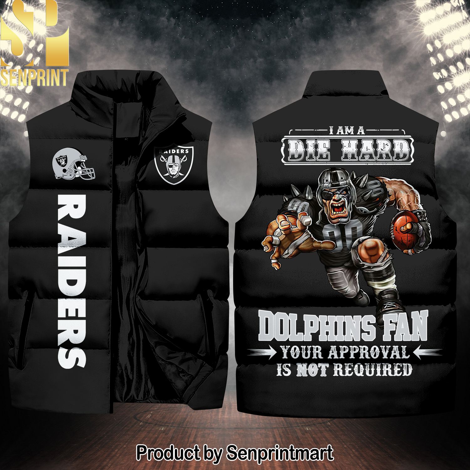 National Football League Las Vegas Raiders Die Hard Fan High Fashion Sleeveless Jacket