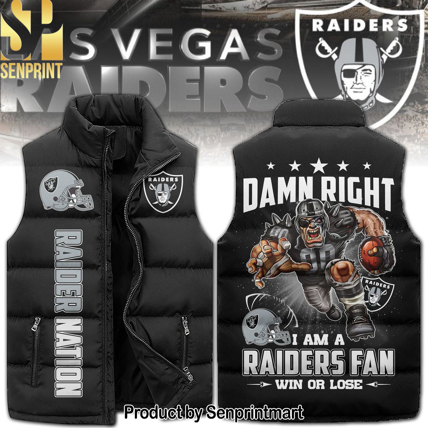 National Football League Las Vegas Raiders Hot Outfit Sleeveless Jacket