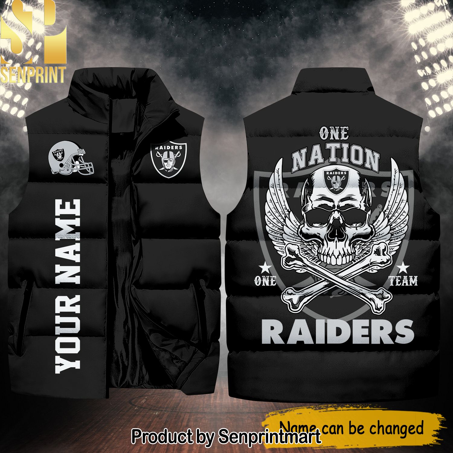 National Football League Las Vegas Raiders One Nation One Team Skull Best Outfit Sleeveless Jacket