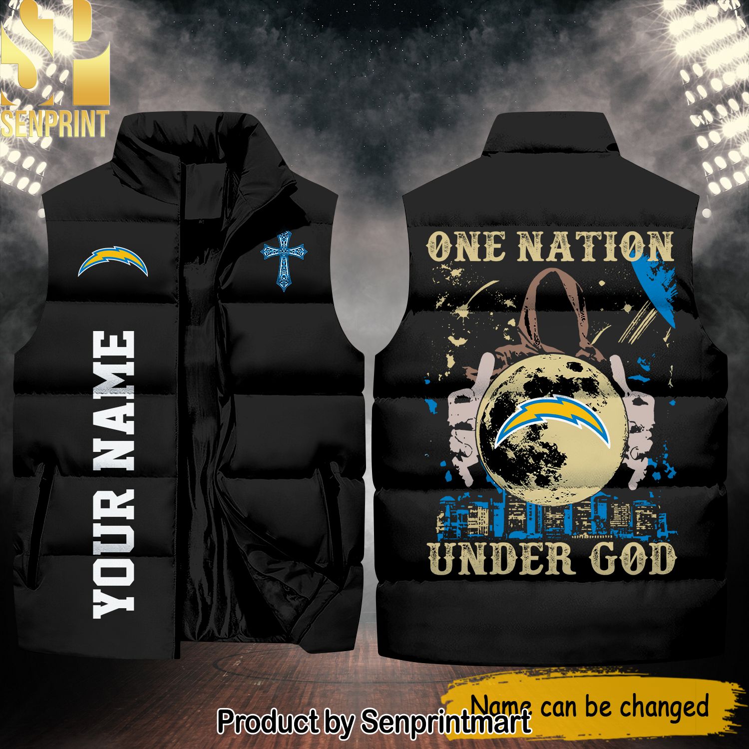 National Football League Los Angeles Chargers One Nation Under God Hot Outfit Sleeveless Jacket