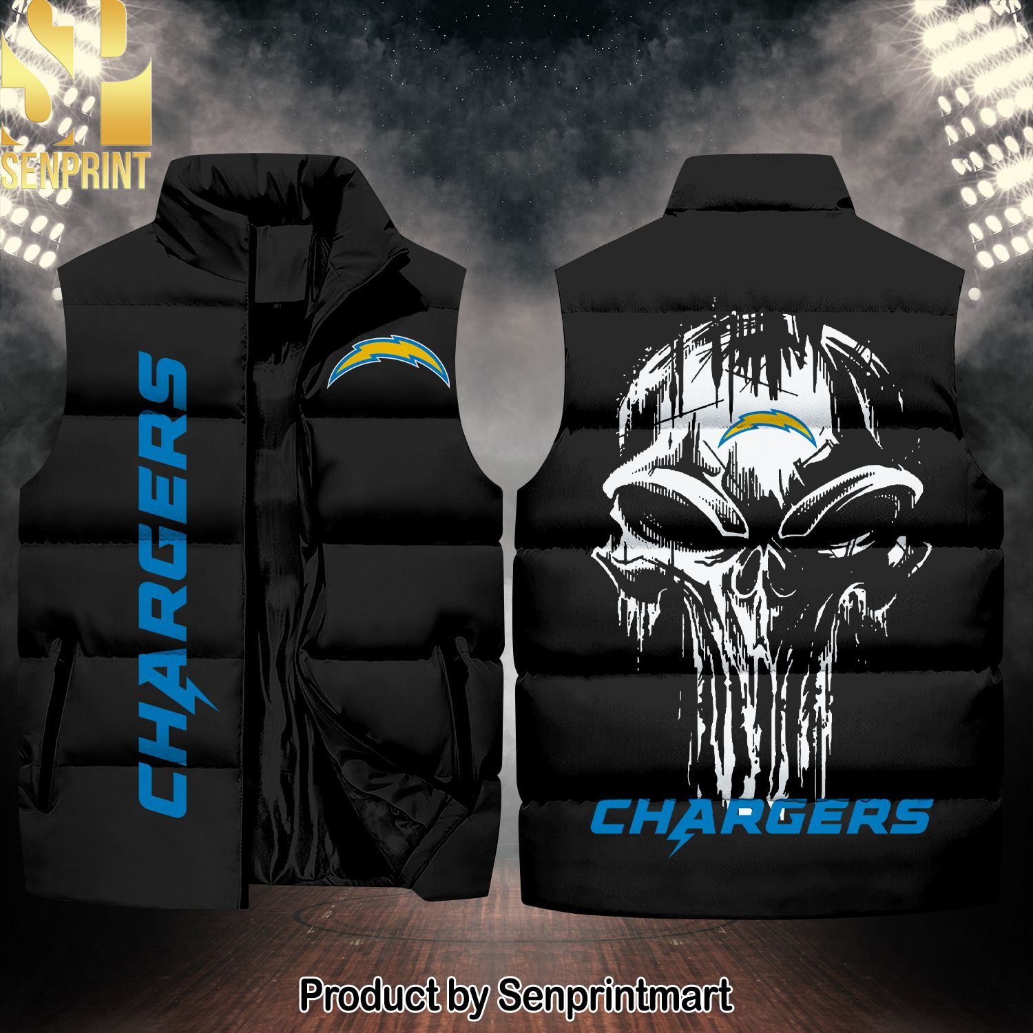 National Football League Los Angeles Chargers Skull New Style Sleeveless Jacket