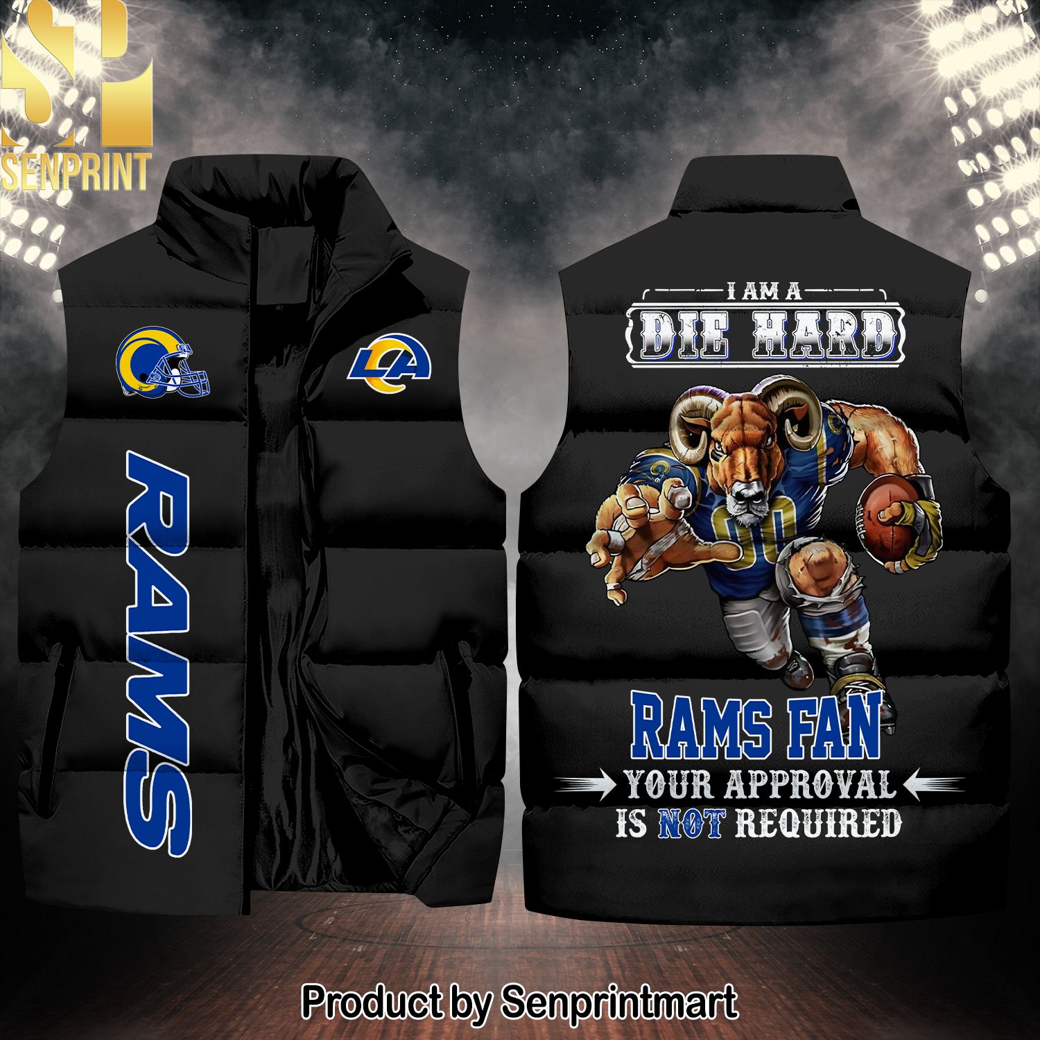 National Football League Los Angeles Rams Die Hard Fan High Fashion Sleeveless Jacket