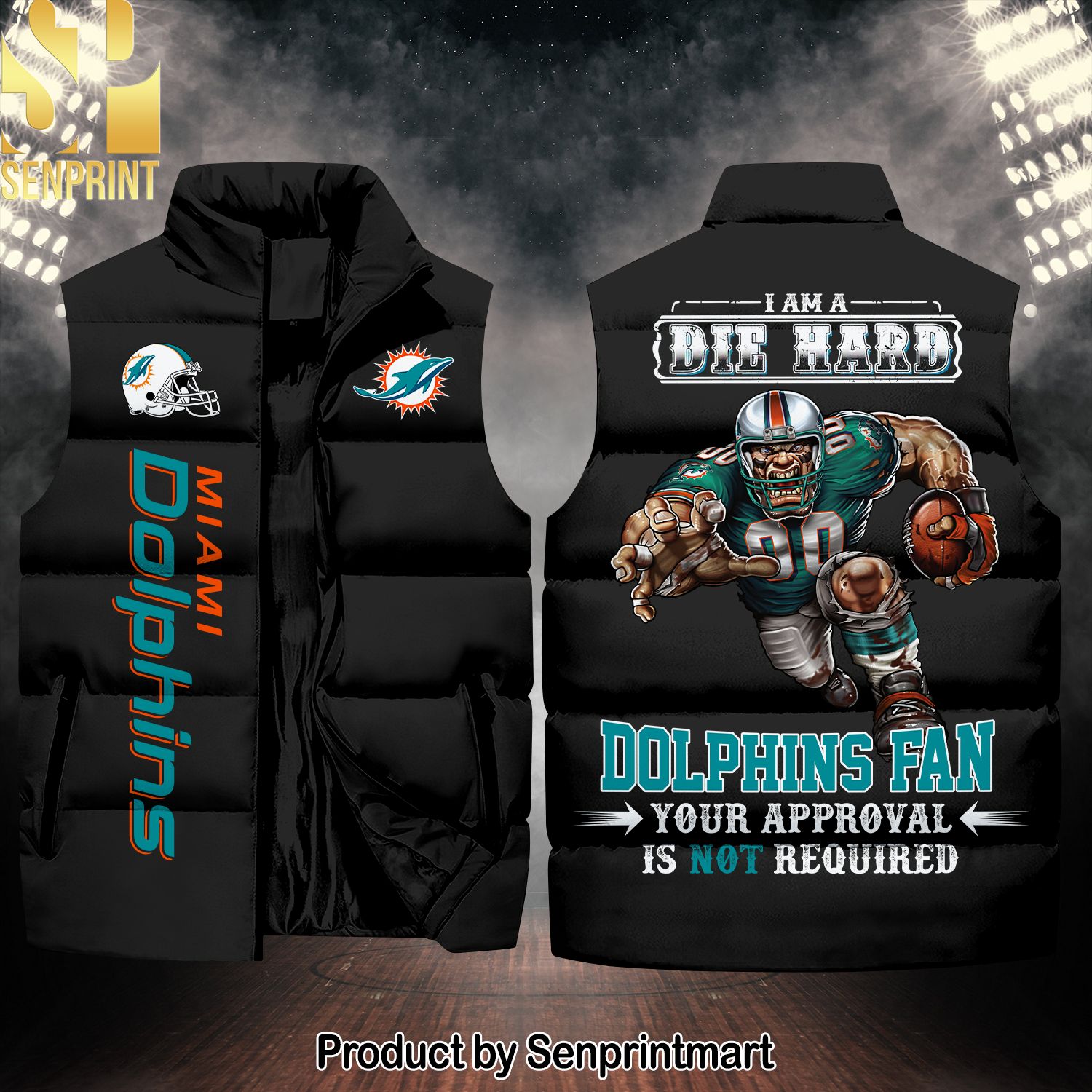 National Football League Miami Dolphins Die Hard Fan Hot Version Sleeveless Jacket