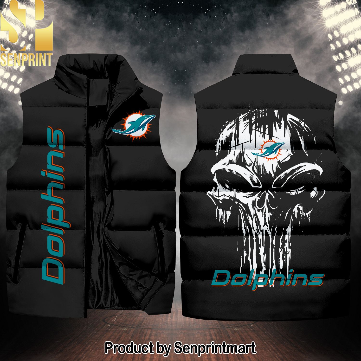 National Football League Miami Dolphins Skull Classic Sleeveless Jacket