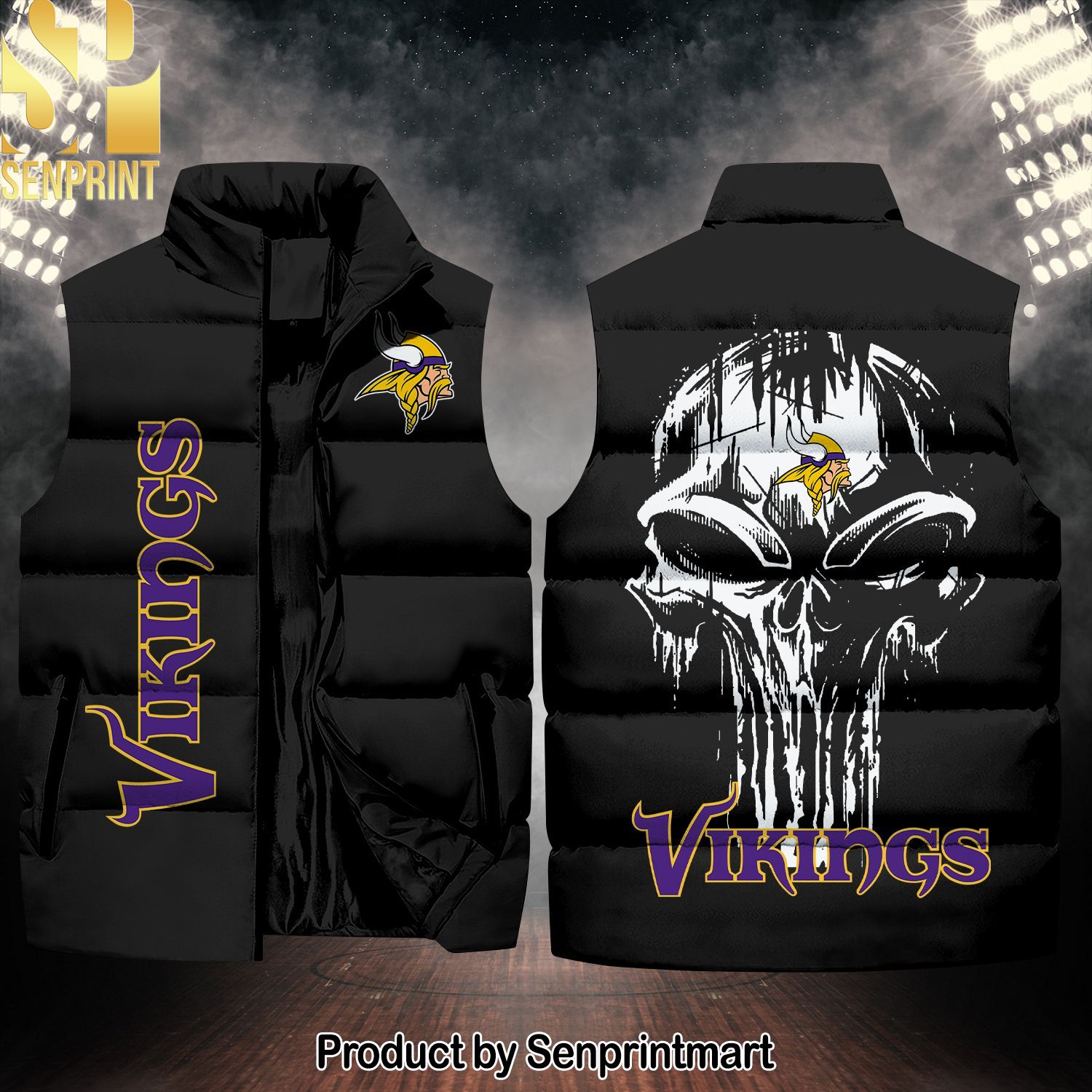 National Football League Minnesota Vikings Skull Cool Version Sleeveless Jacket