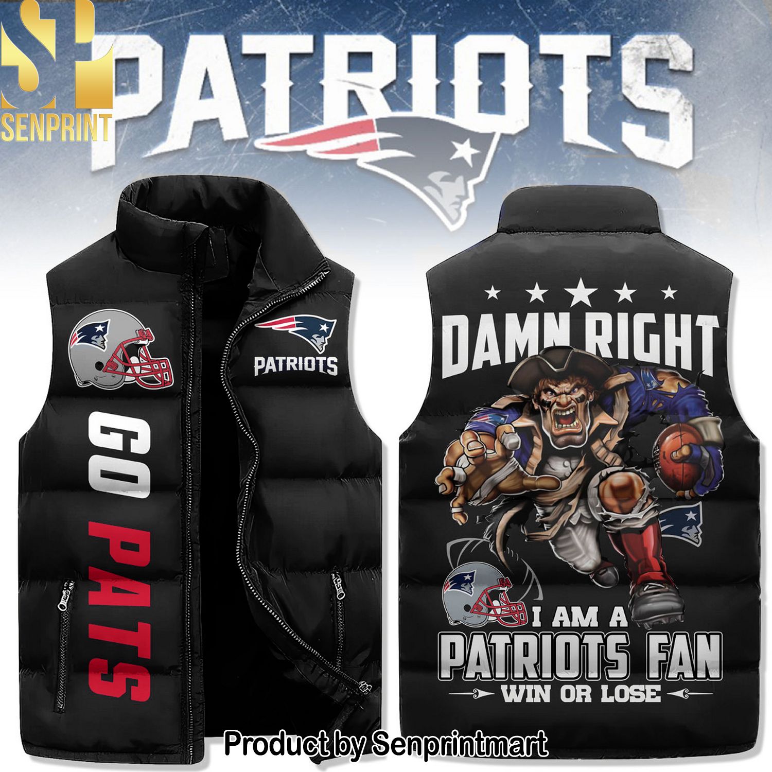 National Football League New England Patriots Hot Version Sleeveless Jacket