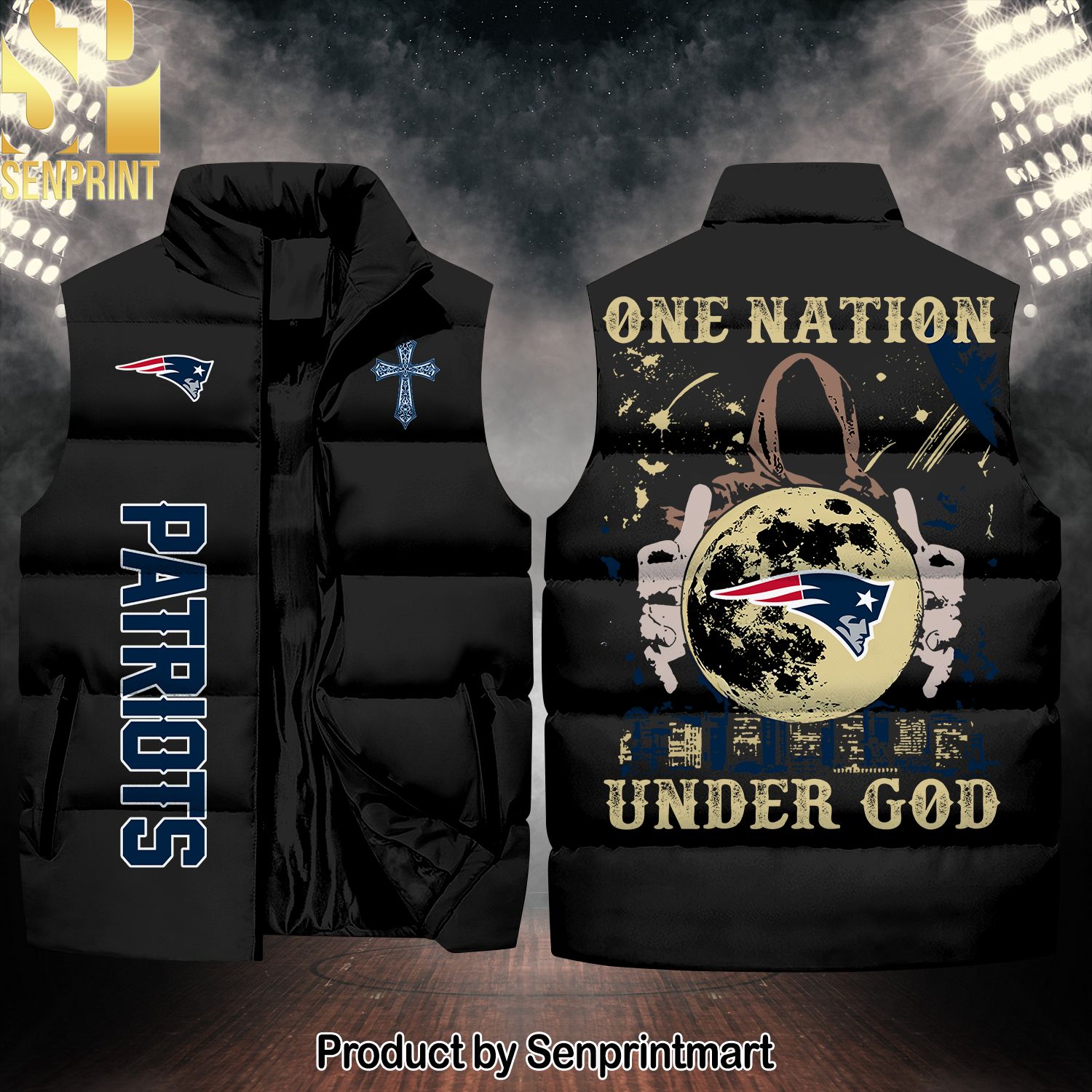 National Football League New England Patriots One Nation Under God Classic Sleeveless Jacket