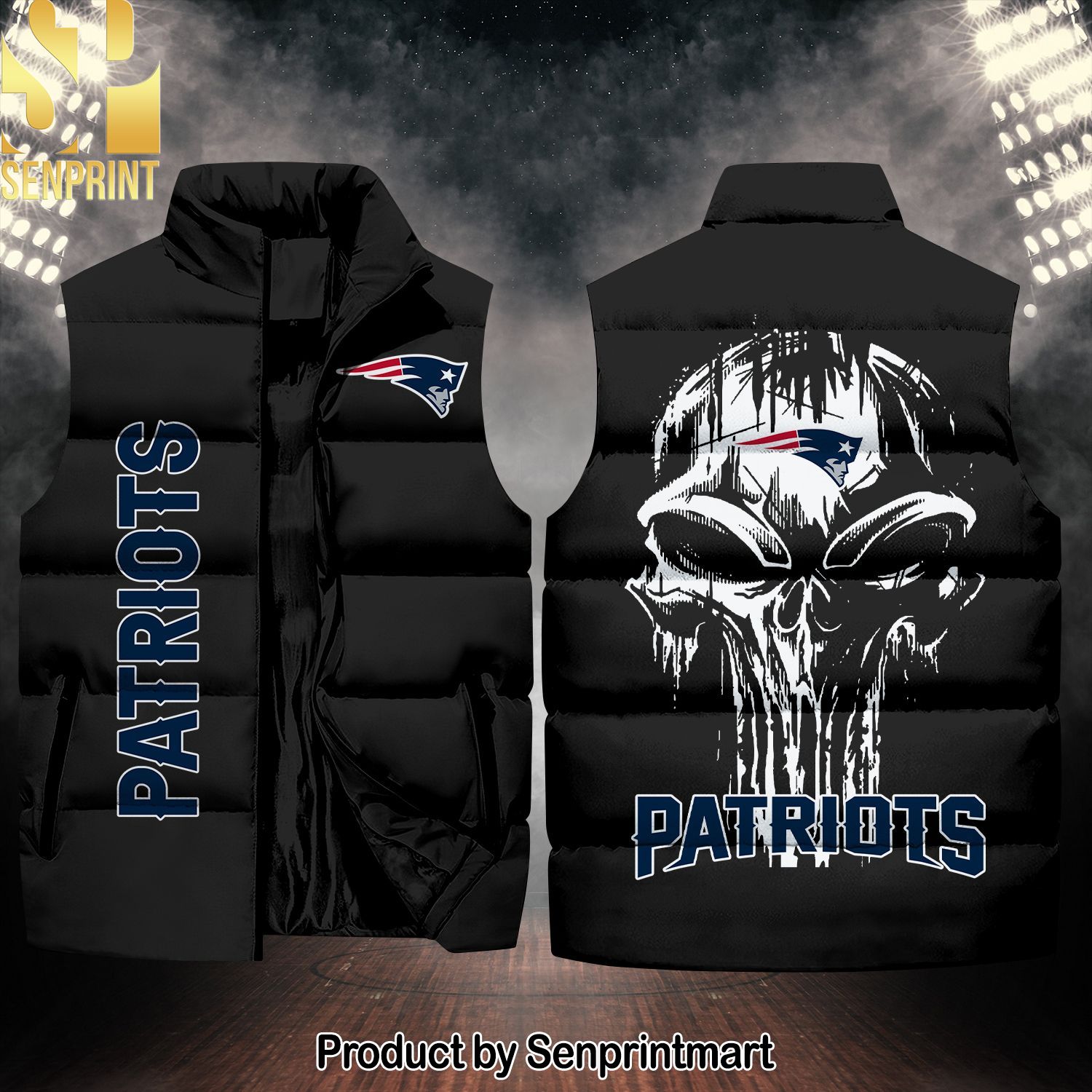 National Football League New England Patriots Skull Classic Sleeveless Jacket