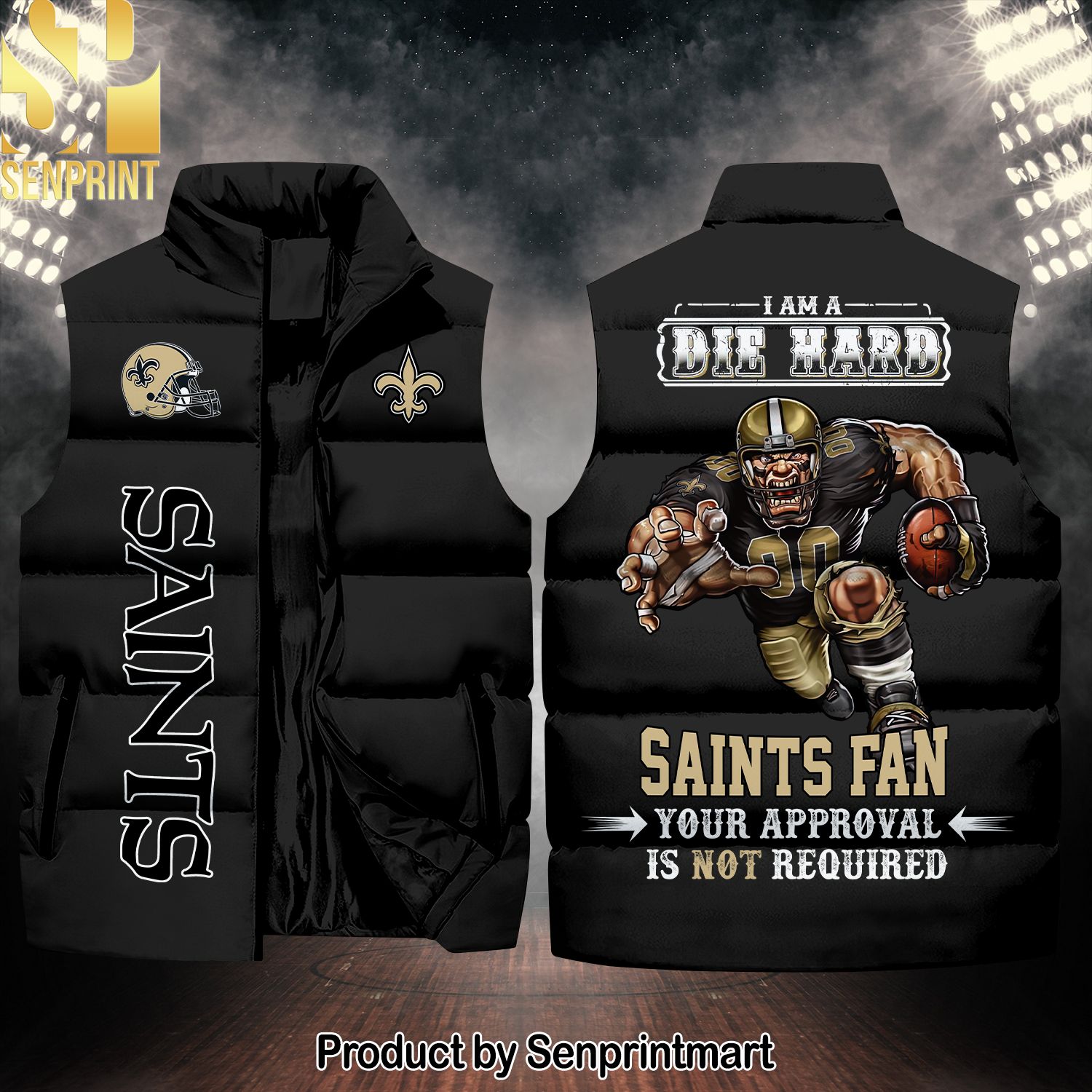 National Football League New Orleans Saints Die Hard Fan High Fashion Sleeveless Jacket