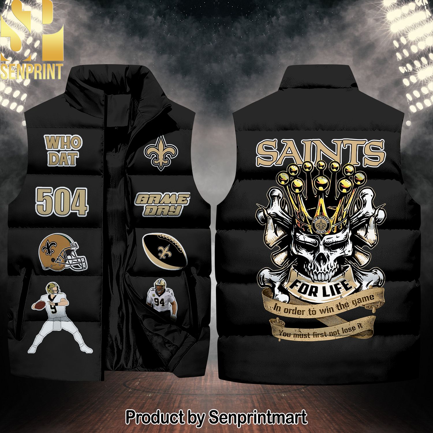 National Football League New Orleans Saints Skull New Fashion Sleeveless Jacket