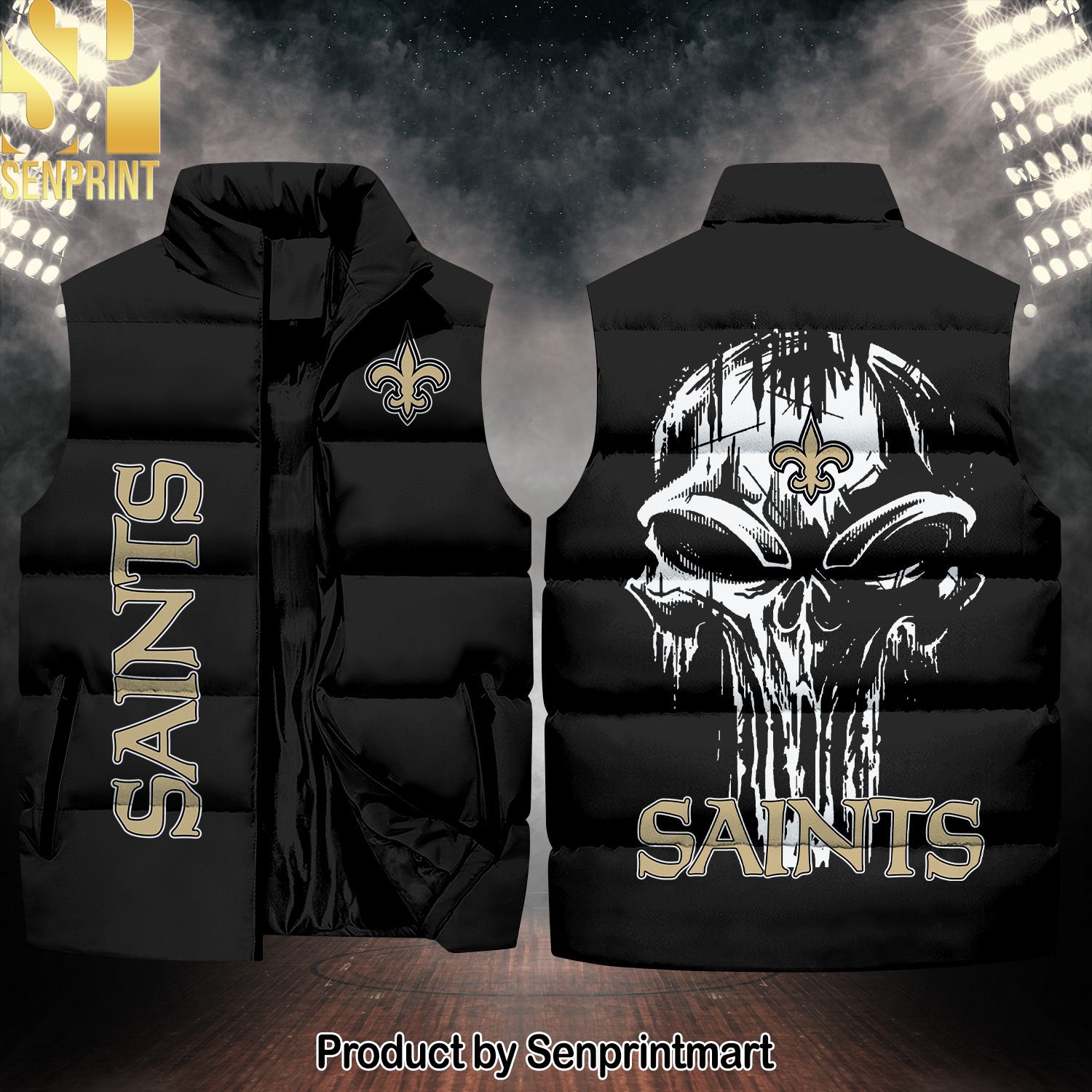 National Football League New Orleans Saints Skull New Version Sleeveless Jacket