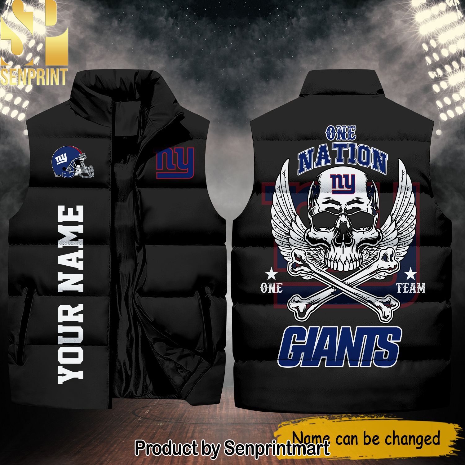 National Football League New York Giants One Nation One Team Skull Unisex Sleeveless Jacket