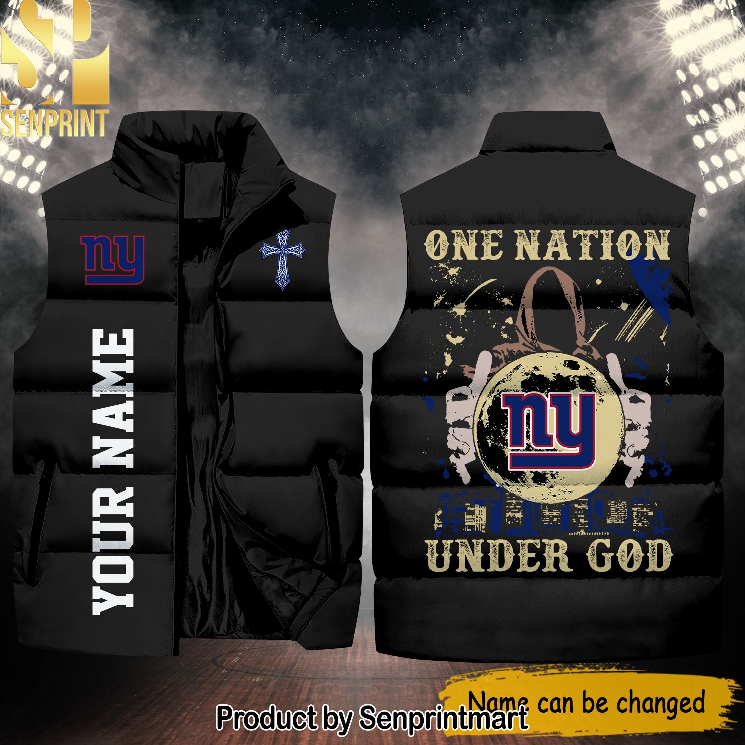 National Football League New York Giants One Nation Under God Classic Sleeveless Jacket