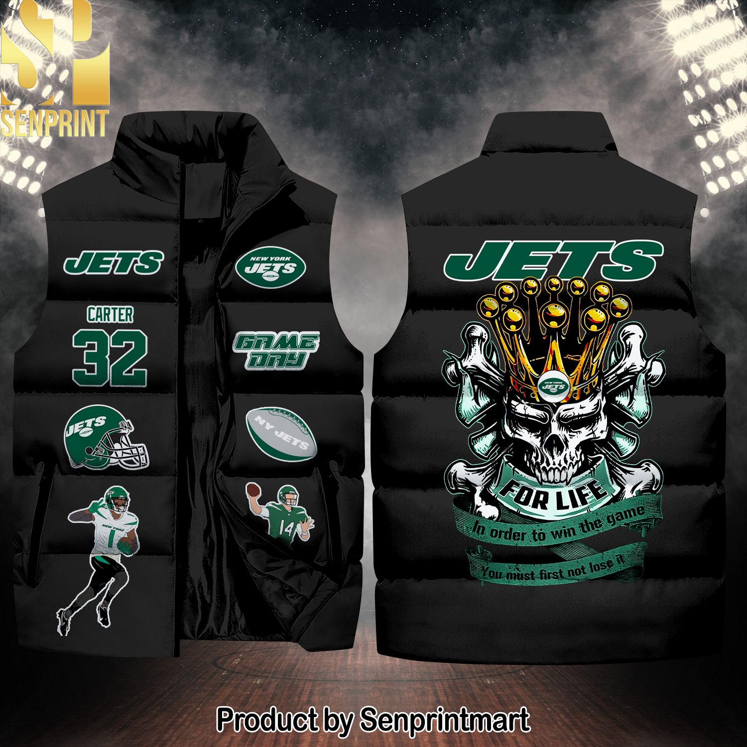 National Football League New York Jets Skull Hot Outfit Sleeveless Jacket