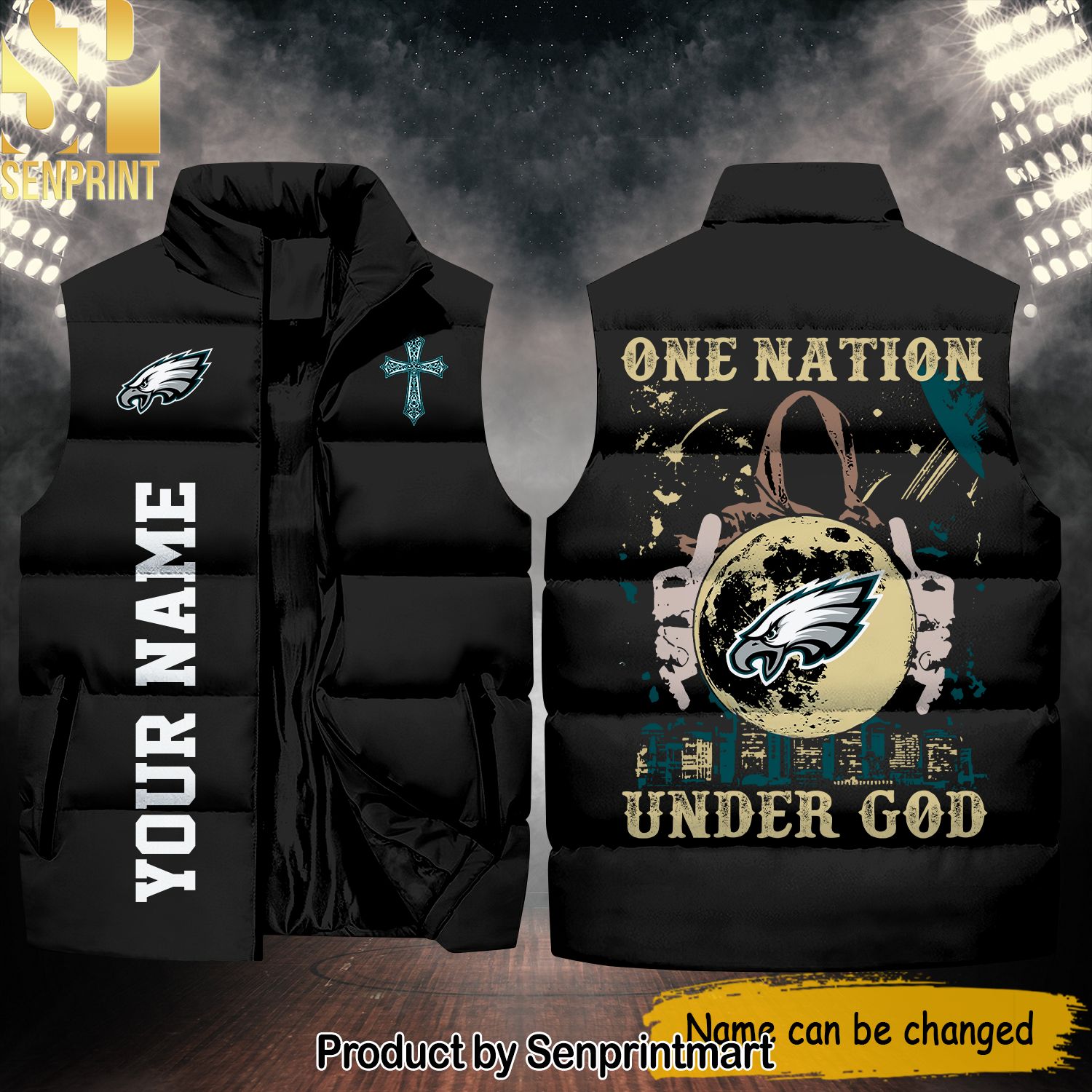 National Football League Philadelphia Eagles One Nation Under God New Fashion Sleeveless Jacket