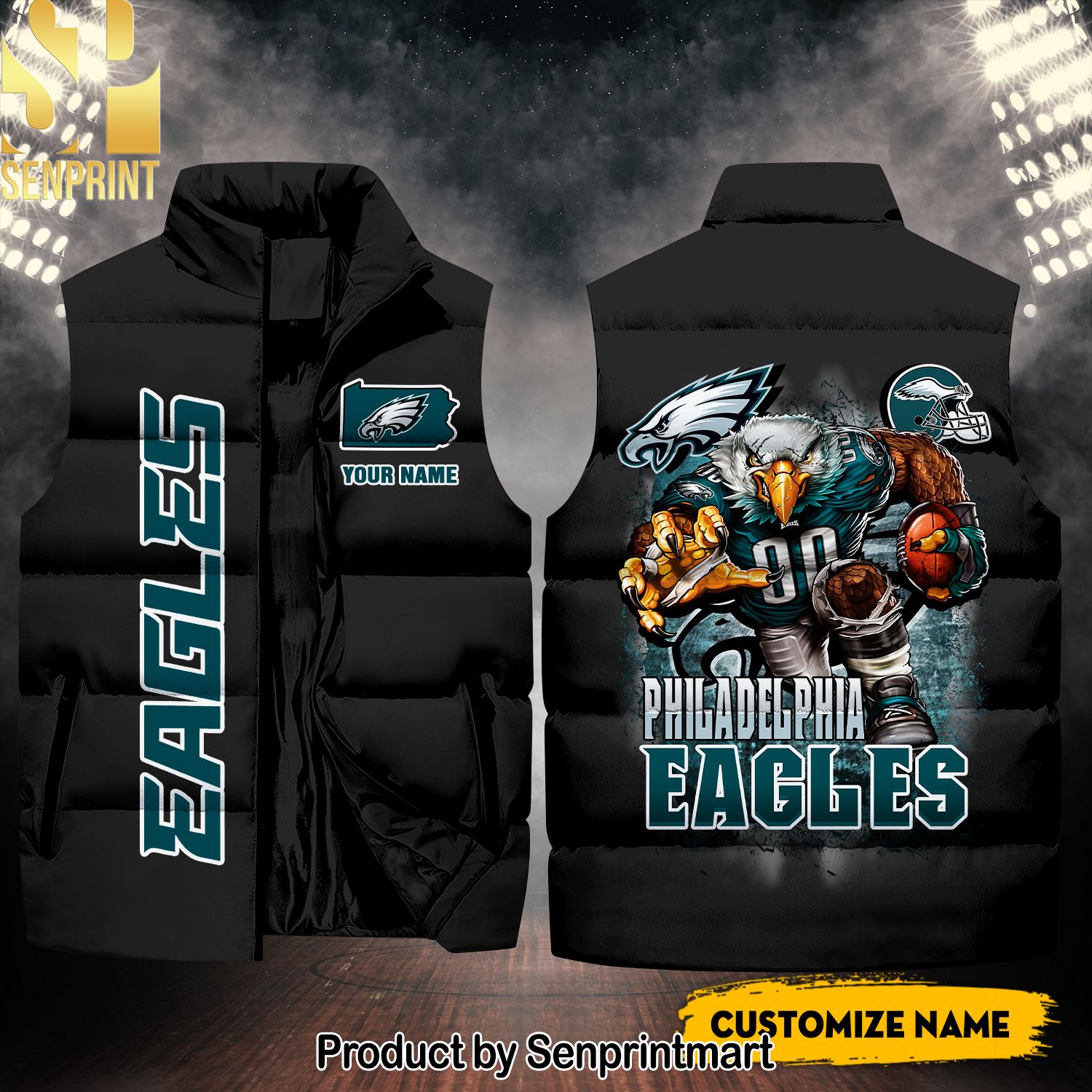 National Football League Philadelphia Eagles Personalized Name New Fashion Sleeveless Jacket