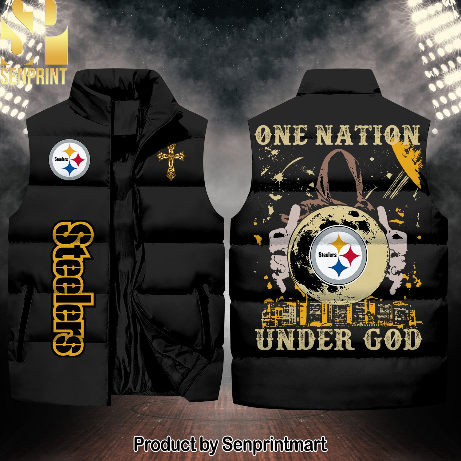National Football League Pittsburgh Steelers One Nation Under God New Fashion Sleeveless Jacket