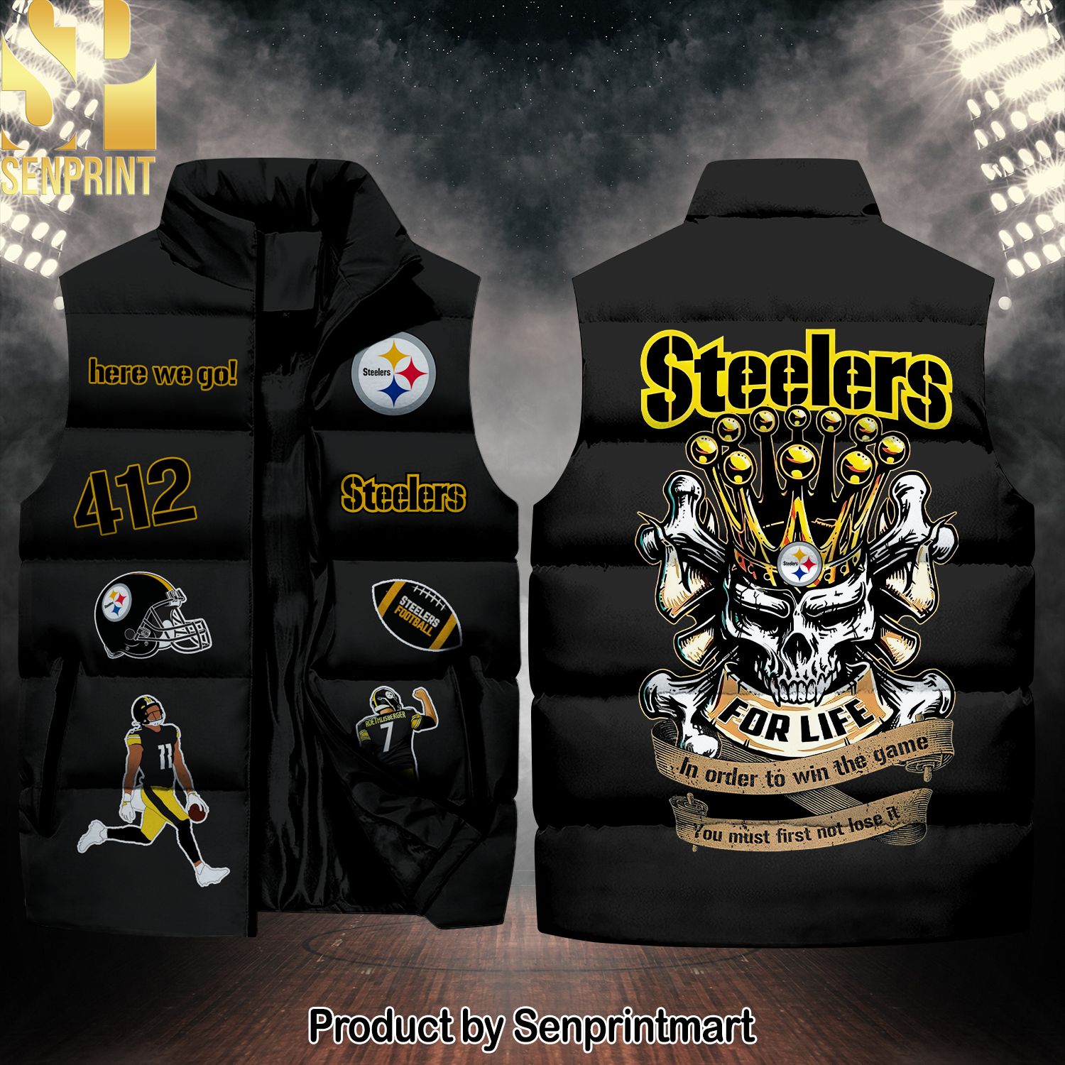 National Football League Pittsburgh Steelers Skull Cool Version Sleeveless Jacket