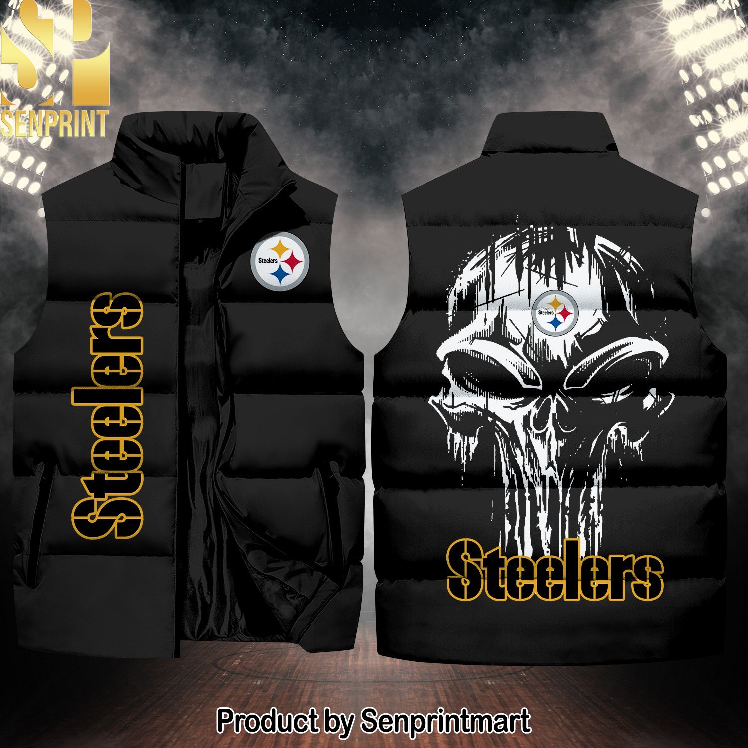 National Football League Pittsburgh Steelers Skull Hot Version Sleeveless Jacket