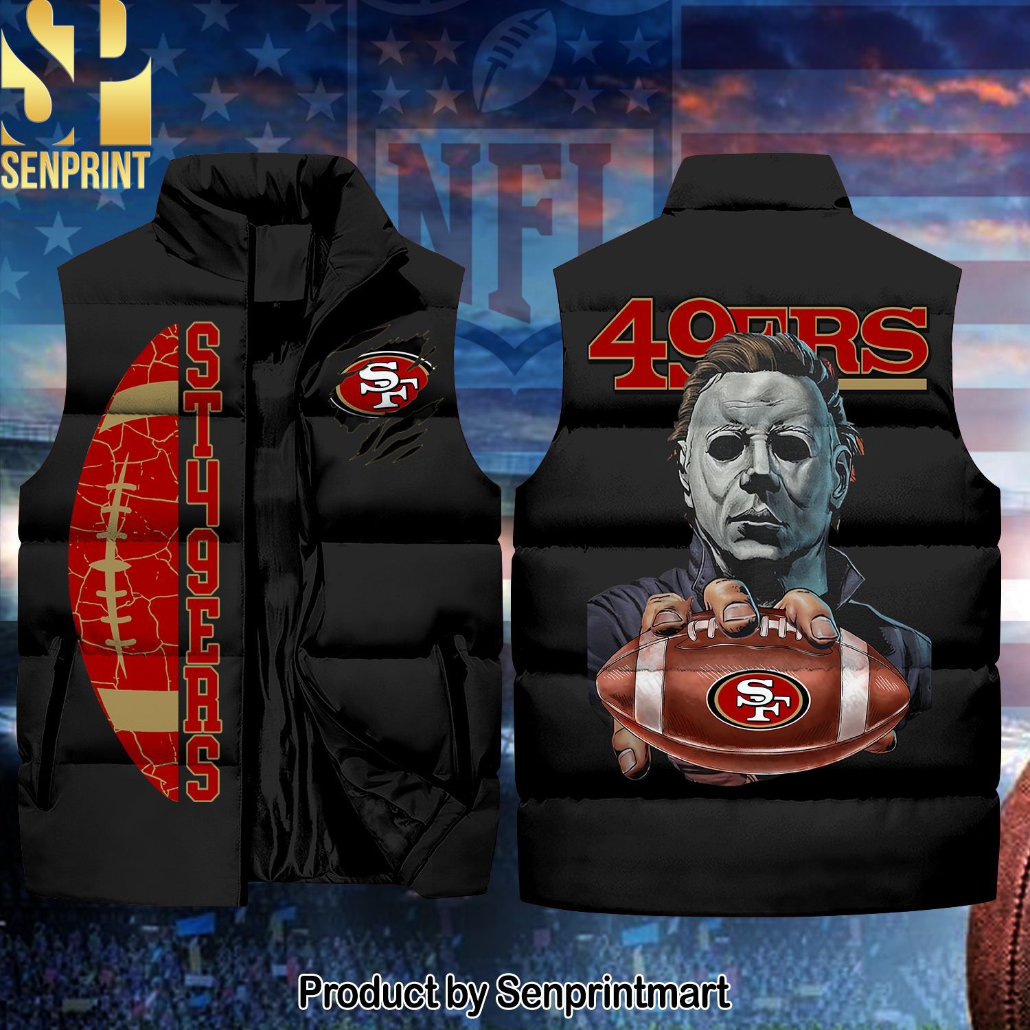 National Football League San Francisco 49ers Michaek Myers Horror Movie Hot Version Sleeveless Jacket