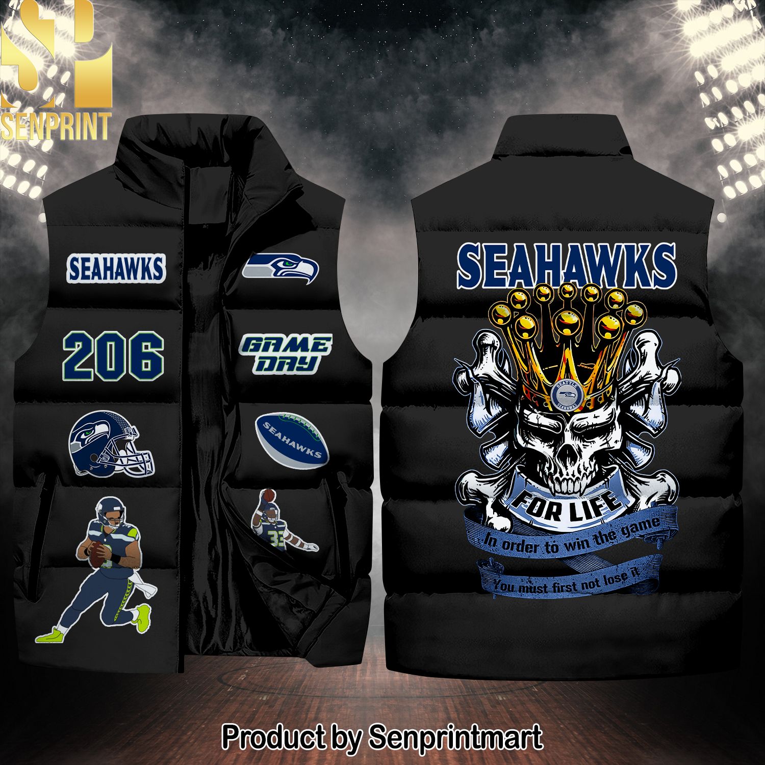 National Football League Seattle Seahawks Skull For Fans Sleeveless Jacket