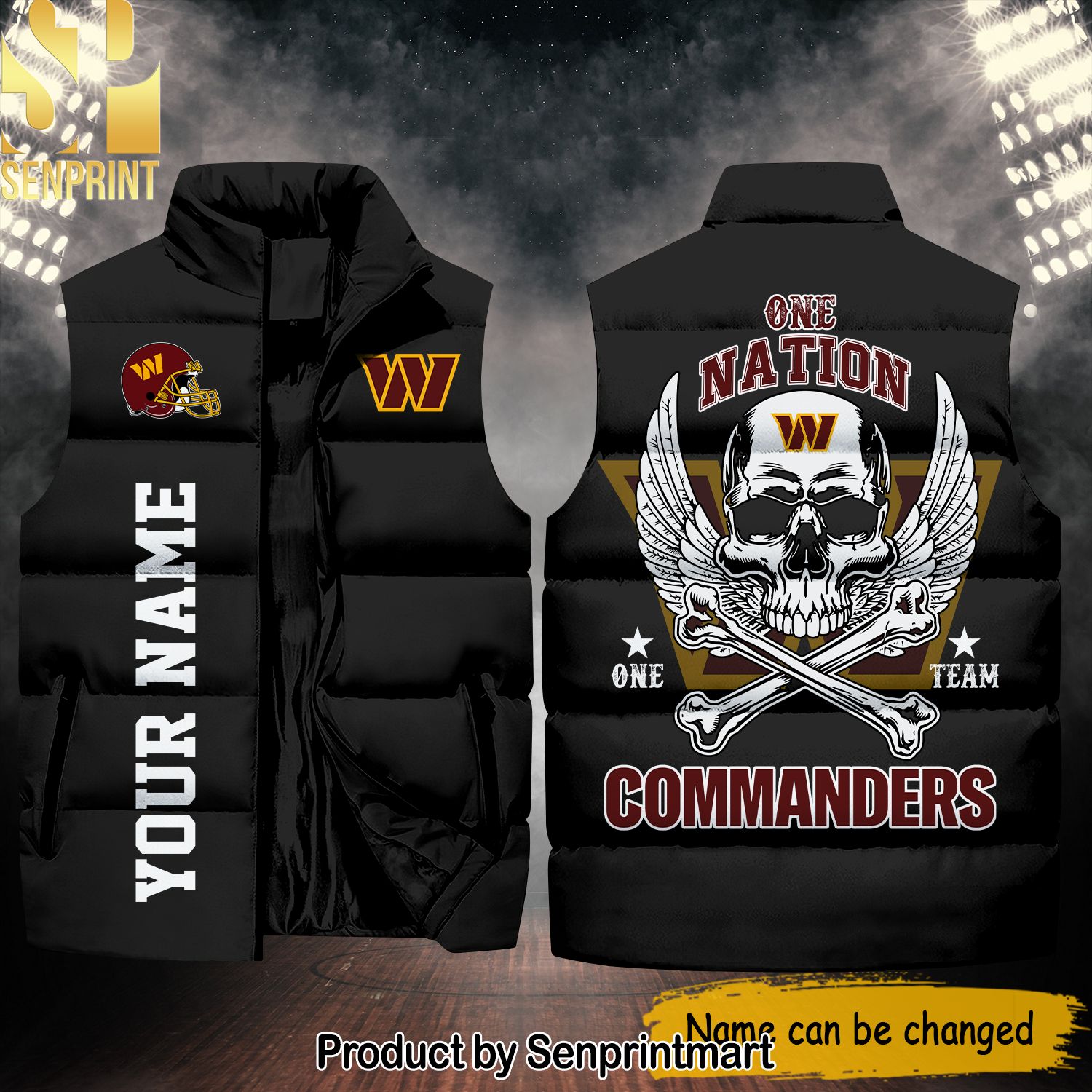 National Football League Washington Commanders One Nation One Team Skull Hot Version Sleeveless Jacket