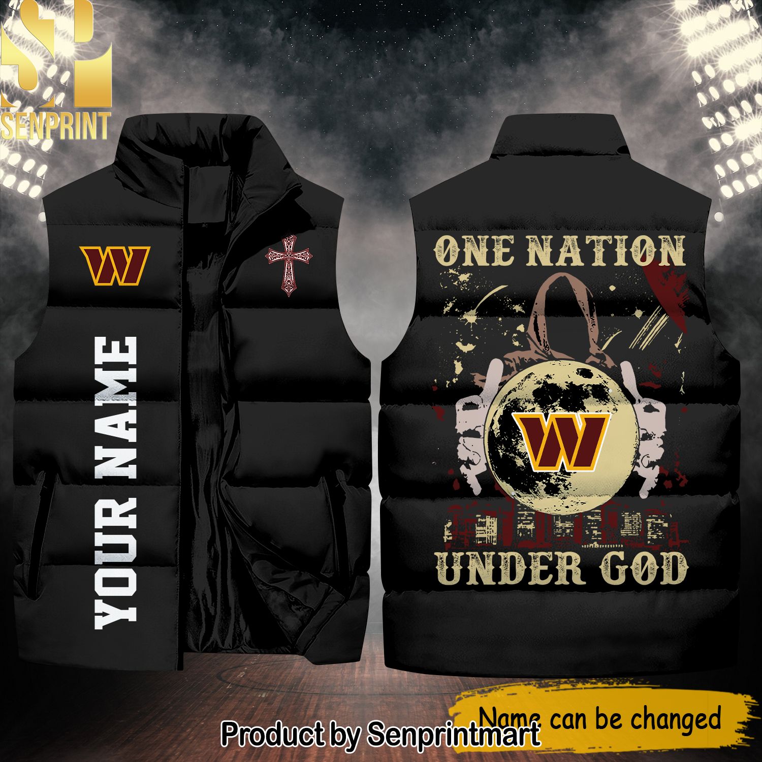 National Football League Washington Commanders One Nation Under God New Style Sleeveless Jacket