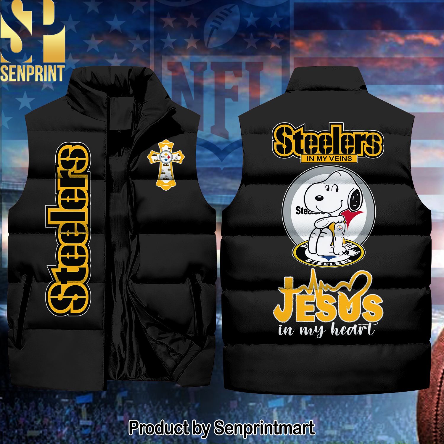 Steelers In My Veins Jesus In My Heart Hypebeast Fashion Sleeveless Jacket