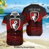 AFC Bournemouth Full Printing Classic Hawaiian Print Aloha Button Down Short Sleeve Shirt