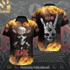 AC DC Rock Band Hot Fashion 3D Hawaiian Print Aloha Button Down Short Sleeve Shirt