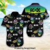 ACDC Rock Band All Over Printed Hawaiian Print Aloha Button Down Short Sleeve Shirt