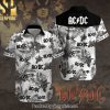 AC DC Rock Band Street Style Hawaiian Print Aloha Button Down Short Sleeve Shirt