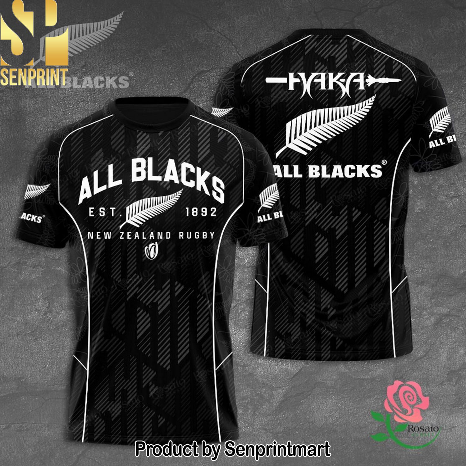 All Black New Zealand Rugby Apparels Allblacks Polo New Zealand Rugby Rosato Closet New Fashion Full Printed Hawaiian Print Aloha Button Down Short Sleeve Shirt