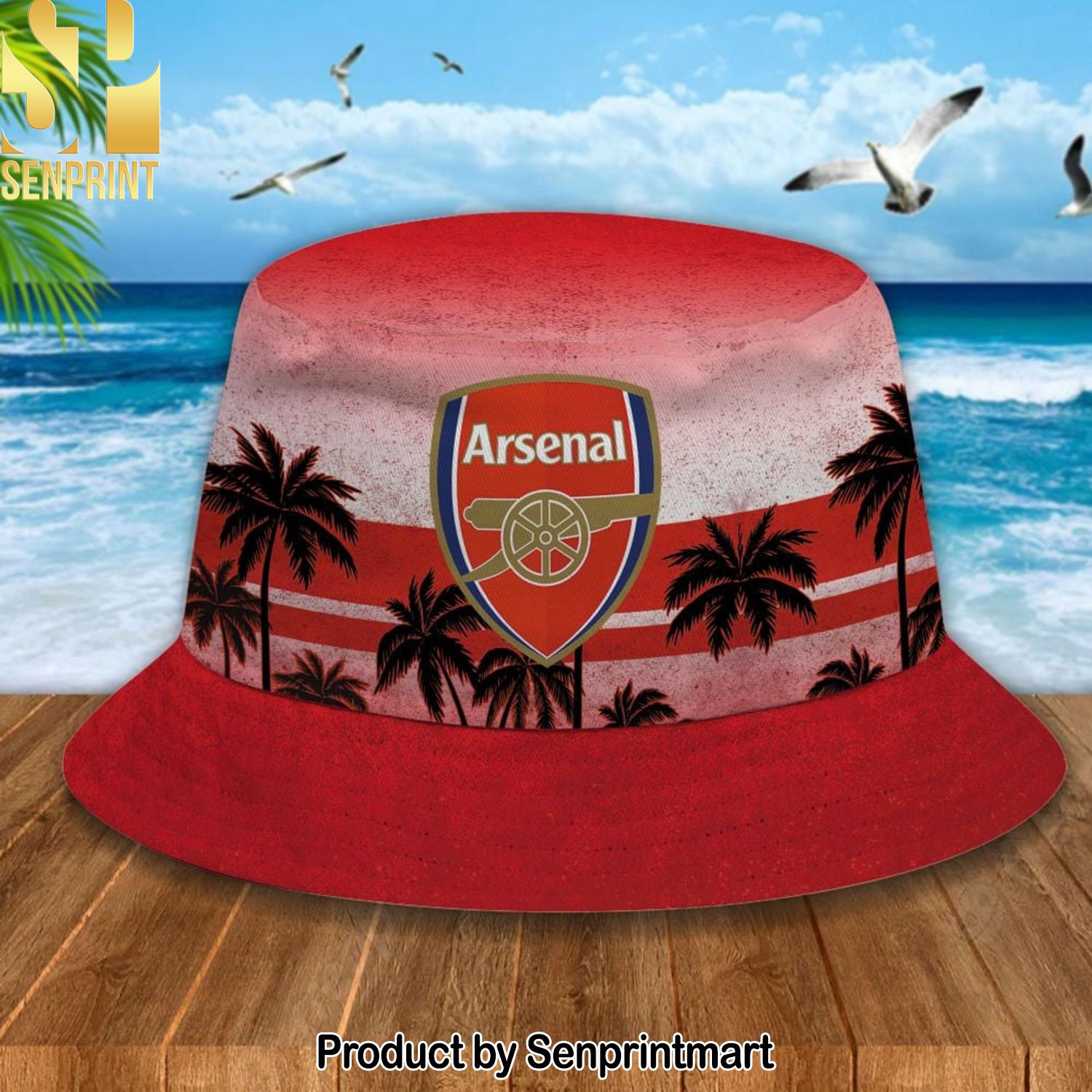 Arsenal Football Club Street Style All Over Print Hawaiian Print Aloha Button Down Short Sleeve Shirt