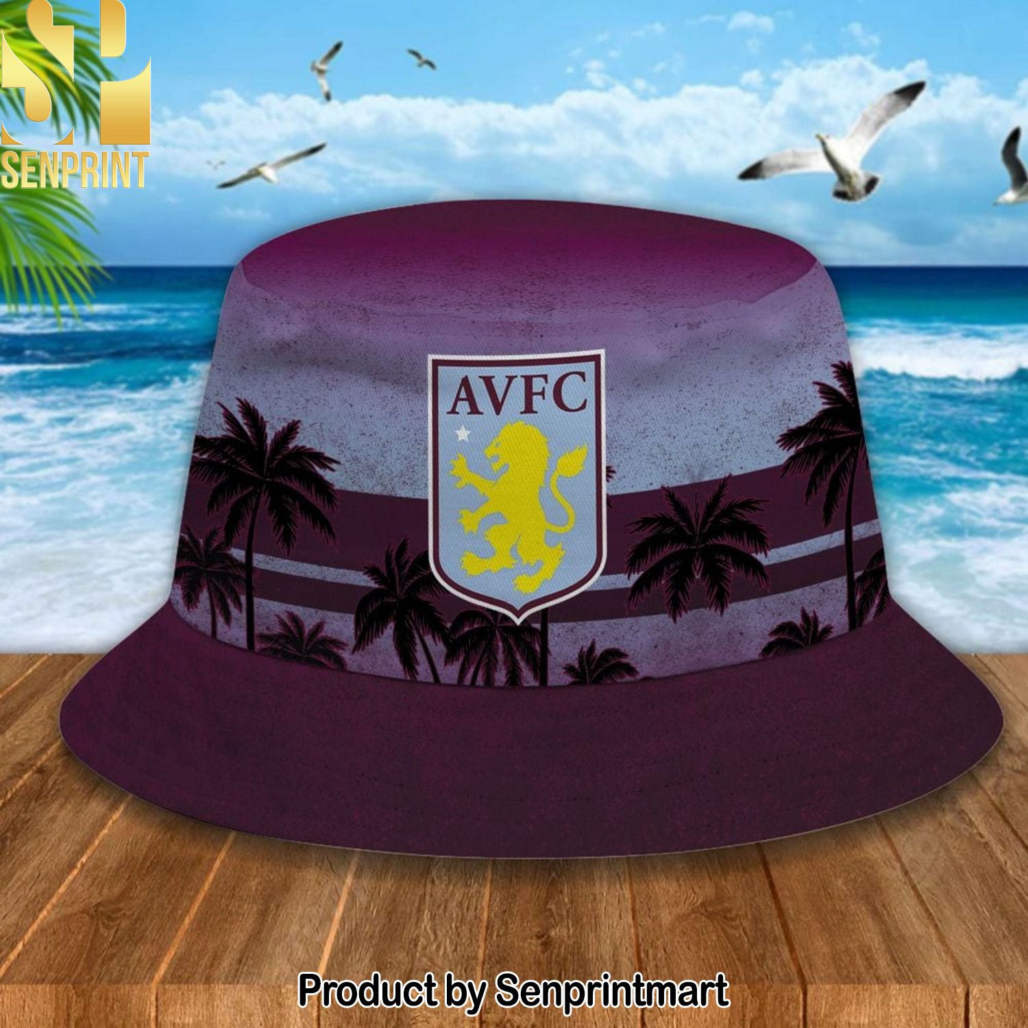 Aston Villa Football Club Hypebeast Fashion Hawaiian Print Aloha Button Down Short Sleeve Shirt
