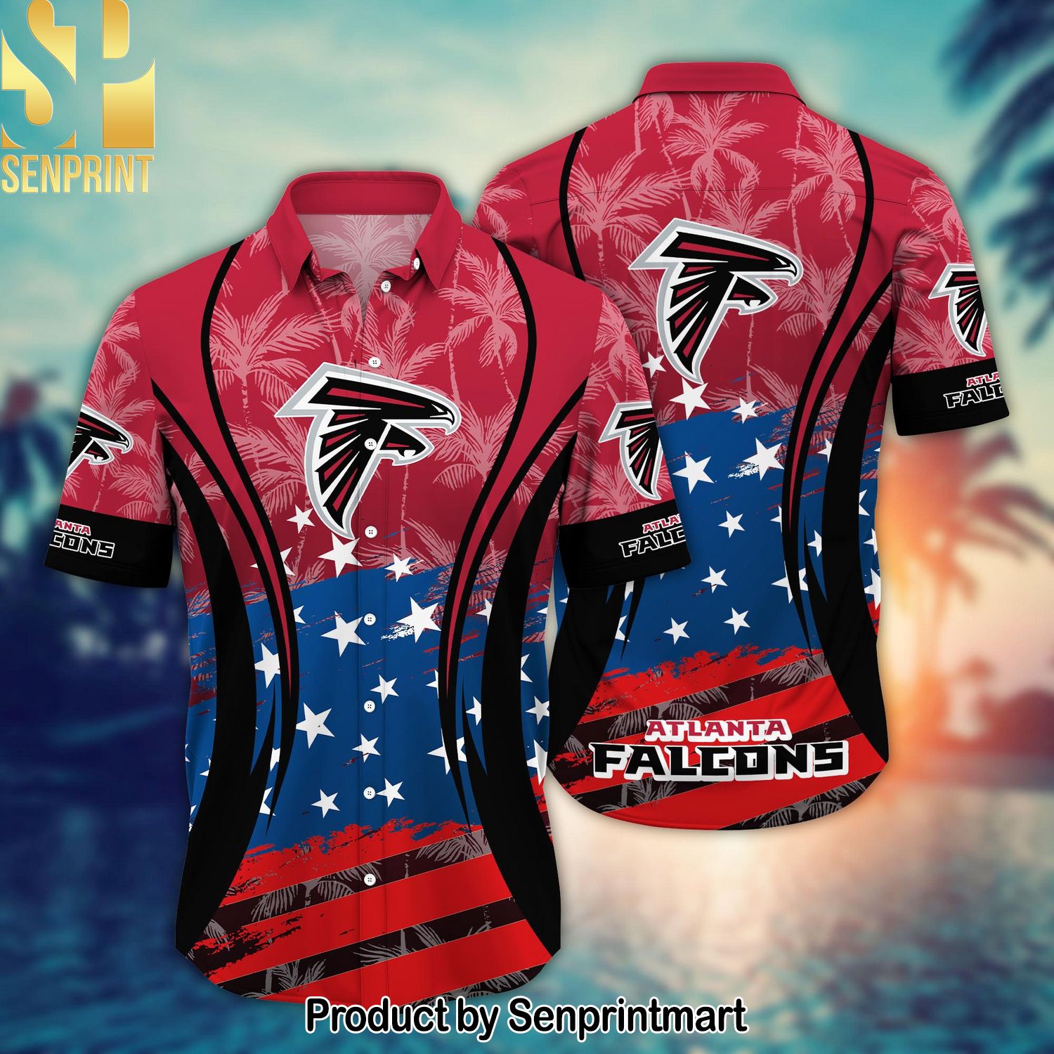Atlanta Falcons National Football League Summer 4th Of July USA Flag For Sport Fan Full Printed Hawaiian Shirt