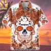 Bengals NFL Flower Skull Classic Full Printed Hawaiian Print Aloha Button Down Short Sleeve Shirt