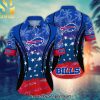 Buffalo Bills NFL All Over Print Classic Hawaiian Print Aloha Button Down Short Sleeve Shirt