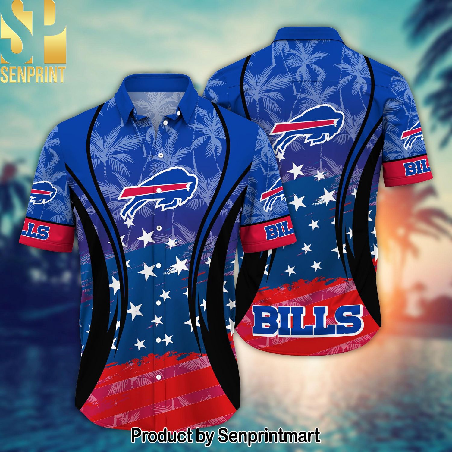 Buffalo Bills National Football League Summer 4th Of July USA Flag For Fan Full Printed Hawaiian Shirt