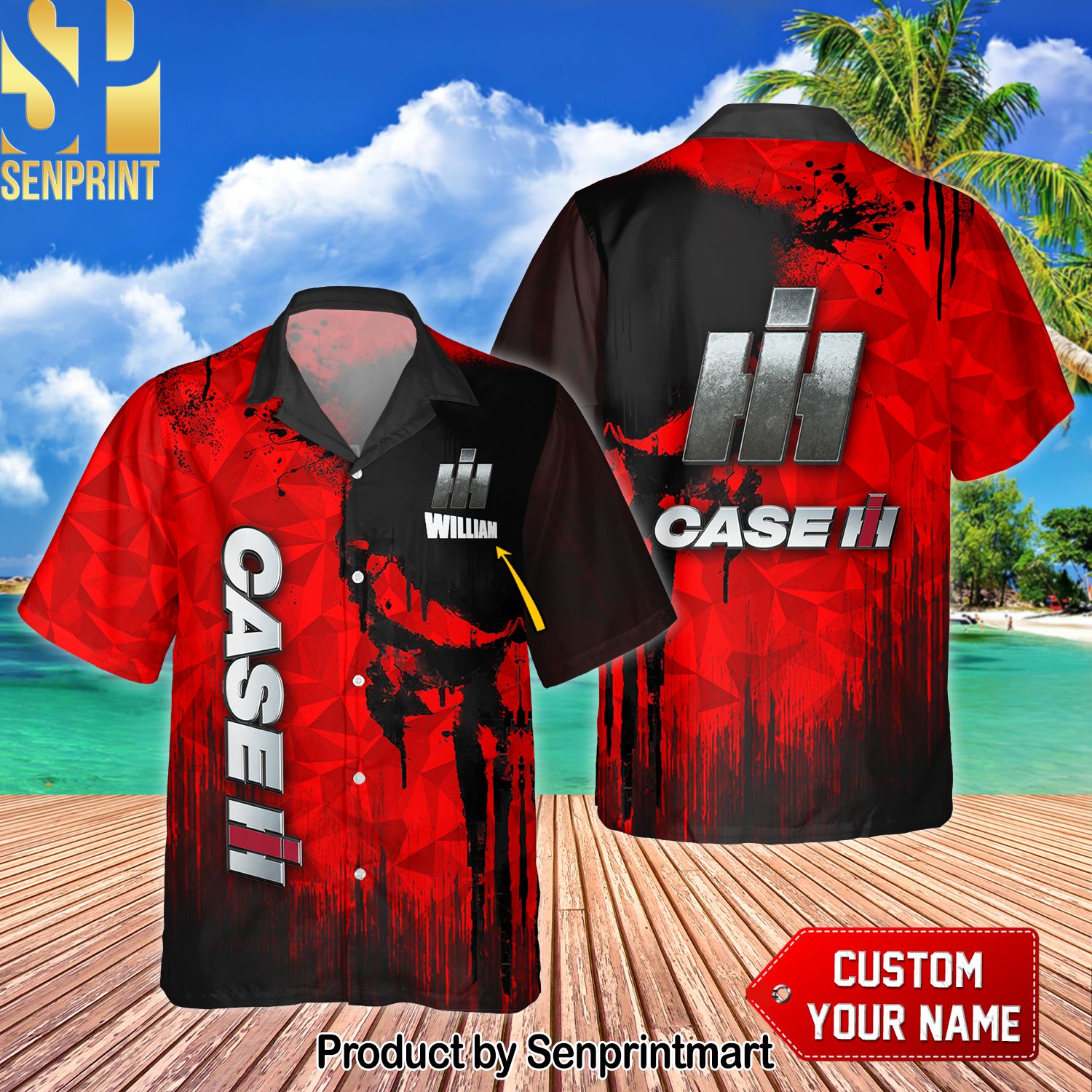 Case IH Skull For Fan All Over Print Hawaiian Shirt