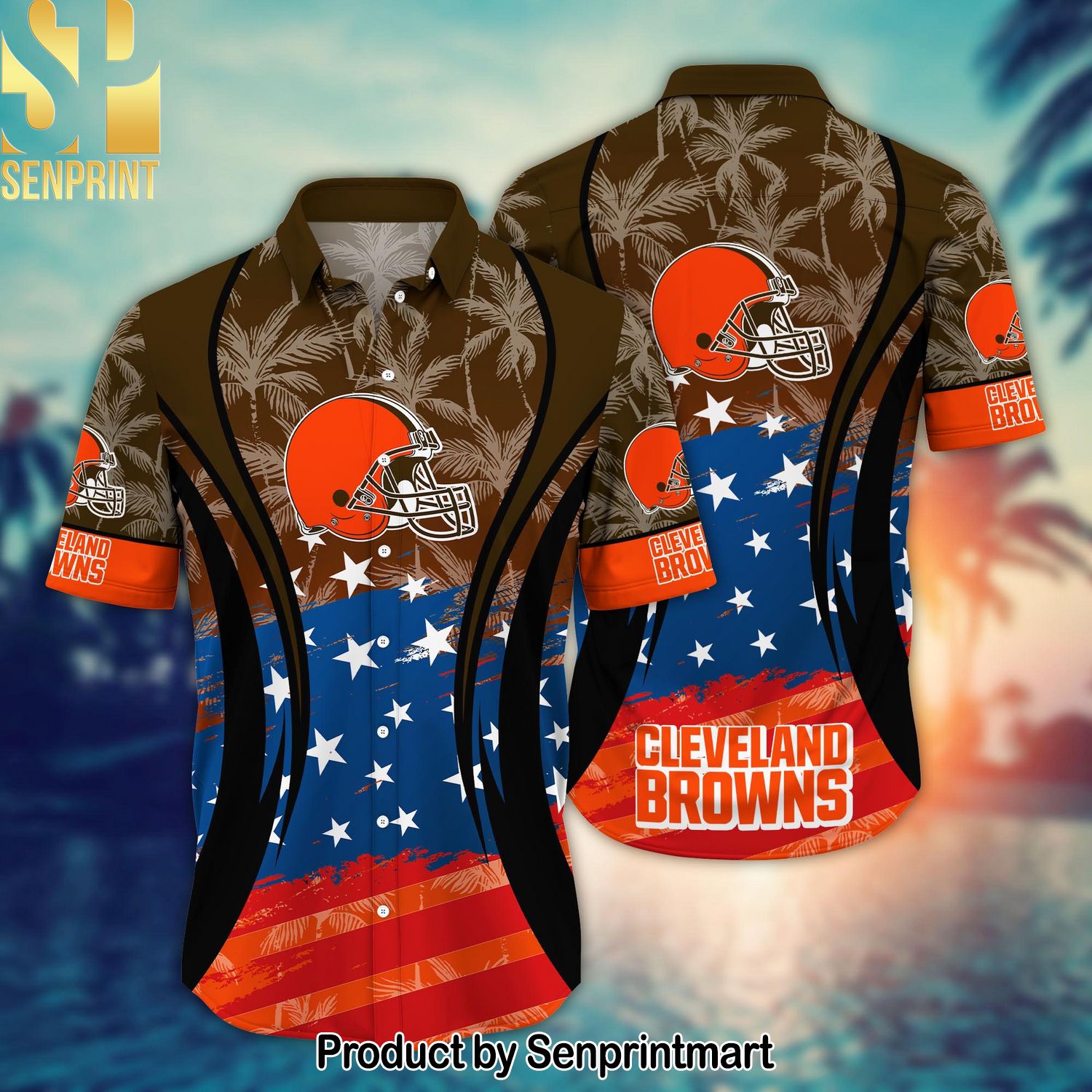 Cleveland Browns National Football League Summer 4th Of July USA Flag For Sport Fan All Over Printed Hawaiian Shirt