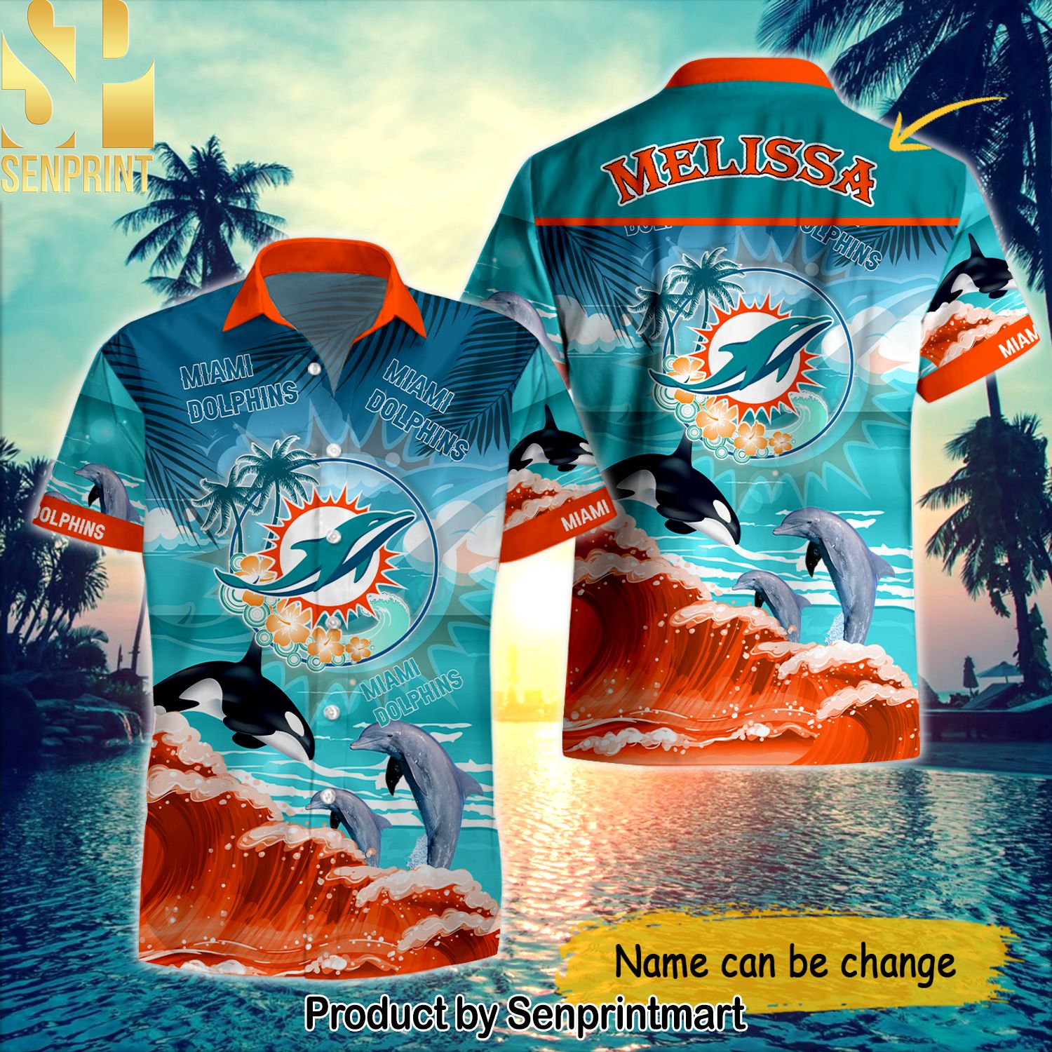 Custom Name Miami Dolphins National Football League Summer Beach For Sport Fan 3D Hawaiian Shirt